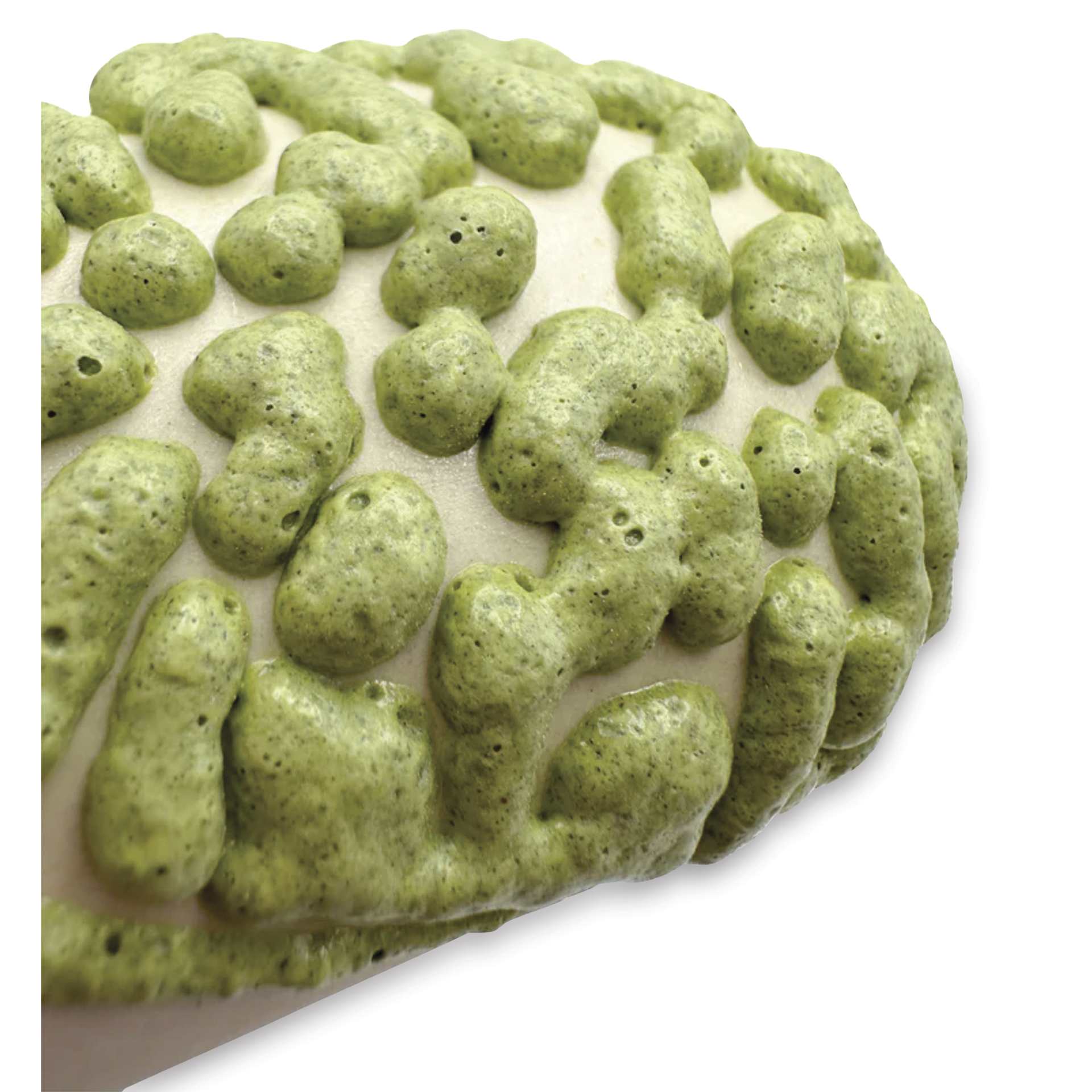 Ritual Glaze Moon Rocks Glaze - Pastel Green - finished example, close-up