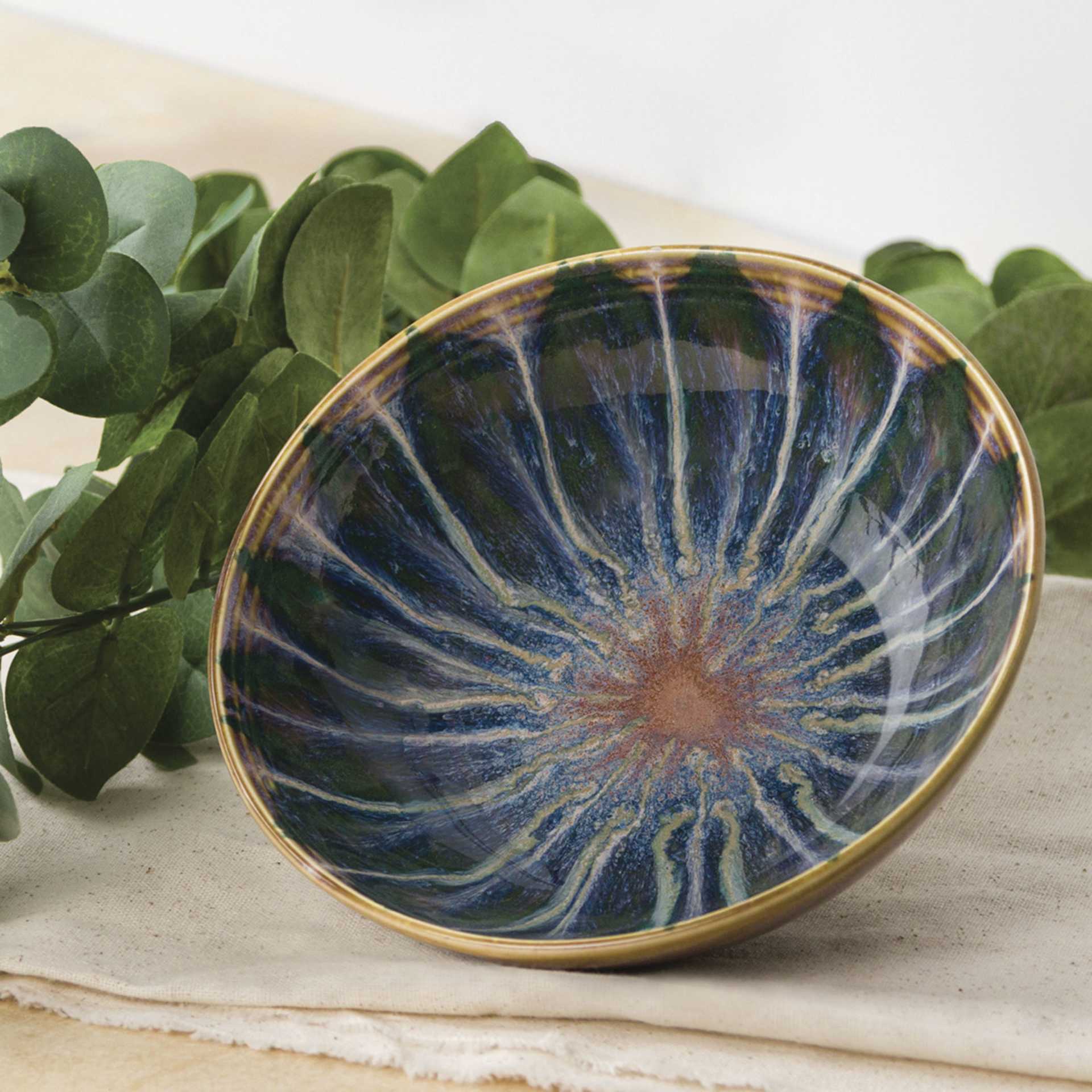 Mayco Stoneware Bisque Bowls - Pkg of 6, Rimmed Bowl finished example tilted slightly