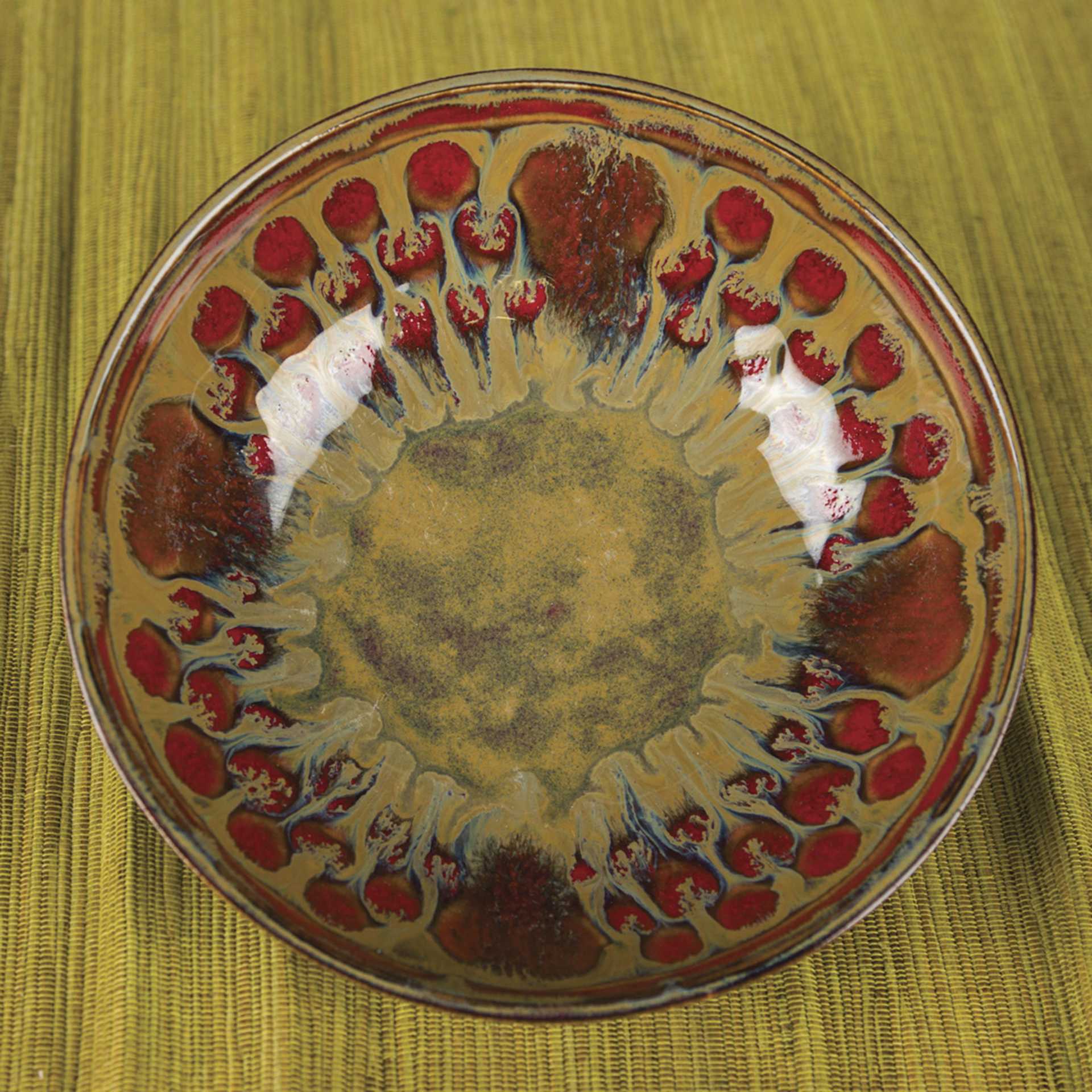Mayco Stoneware Bisque Bowls - Pkg of 6, Rimmed Bowl finished example top down view