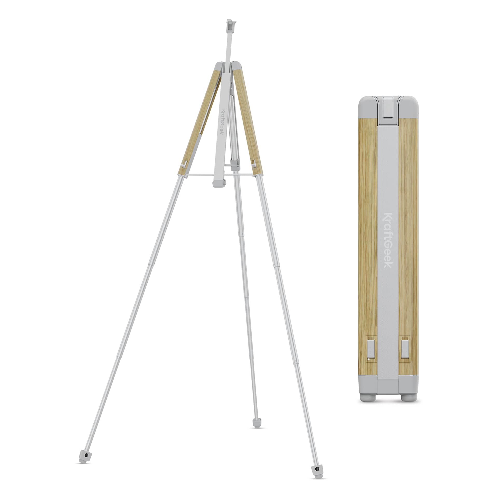 KraftGeek Easel - Oak, fully extended and compact