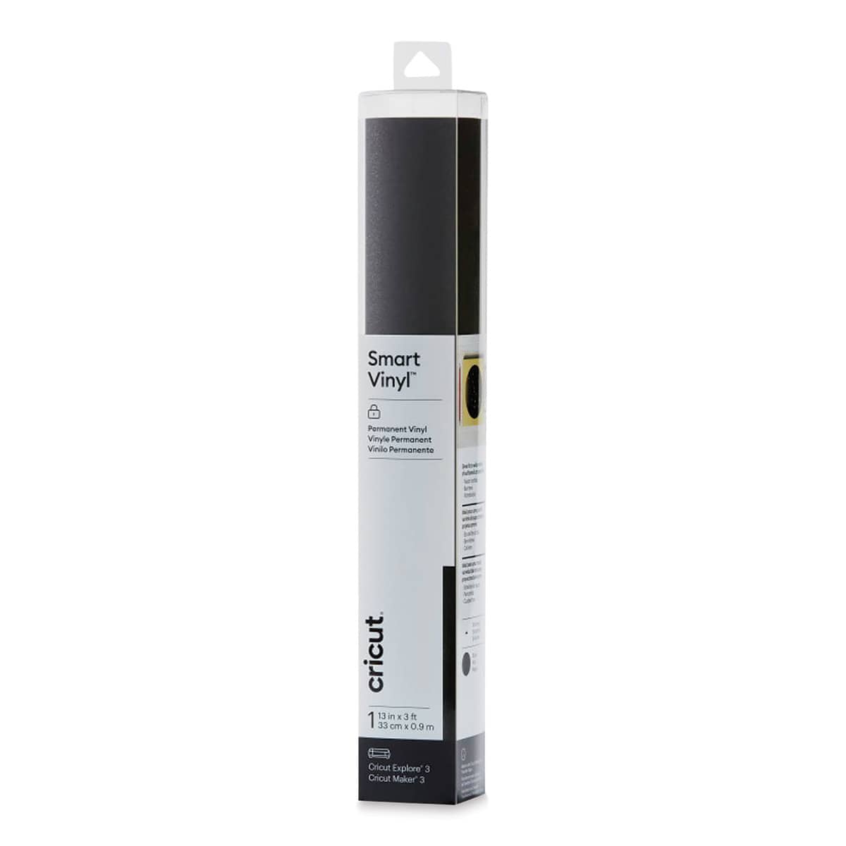 Cricut Permanent Smart Vinyl - Black, Shimmer, 13" x 3 ft, Roll (In packaging)