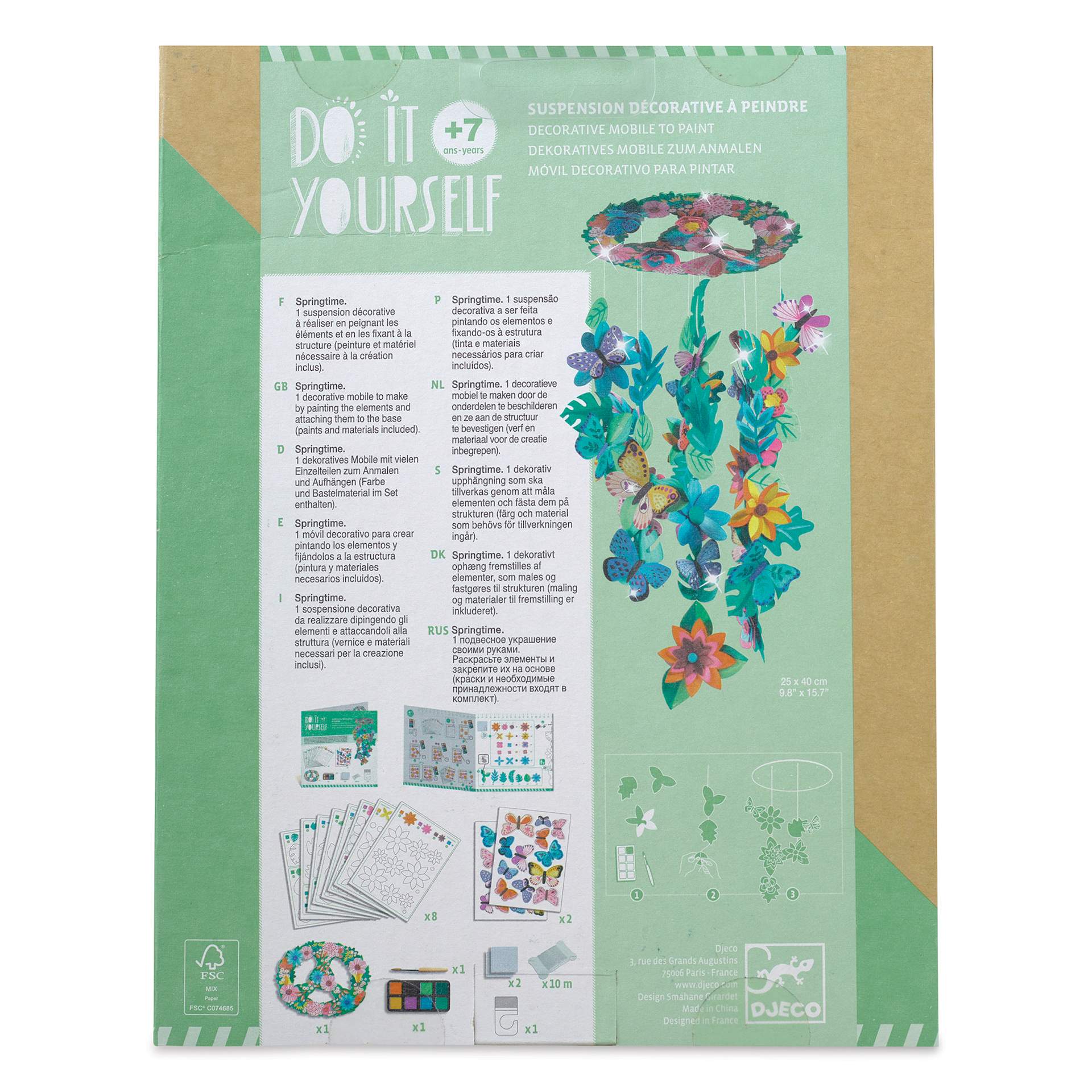 Djeco Do It Yourself Decorative Mobile Kit - Springtime back of packaging