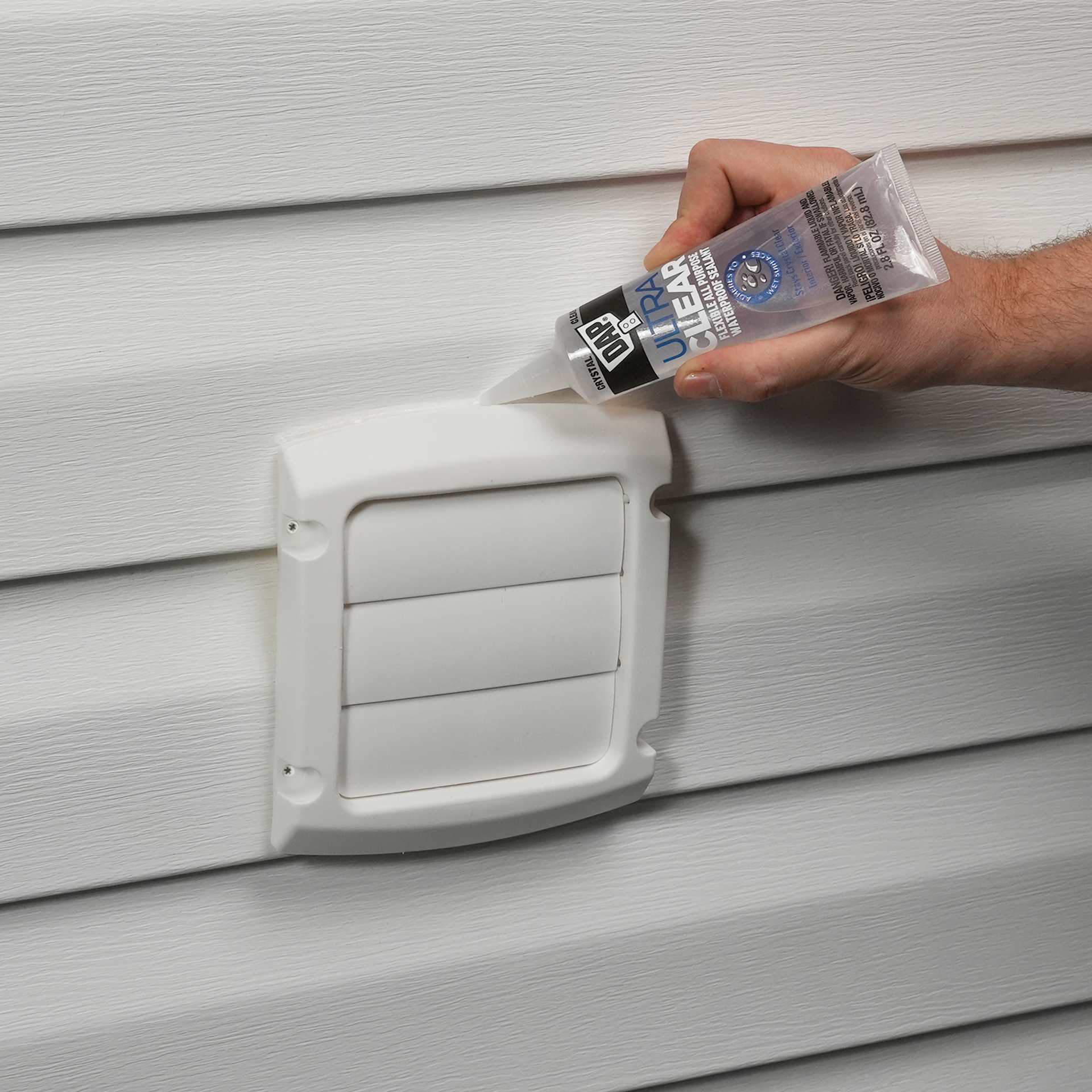 DAP Ultra Clear Flexible All Purpose Waterproof Sealant - 2.8 oz Tube sealing shutter exhaust vent