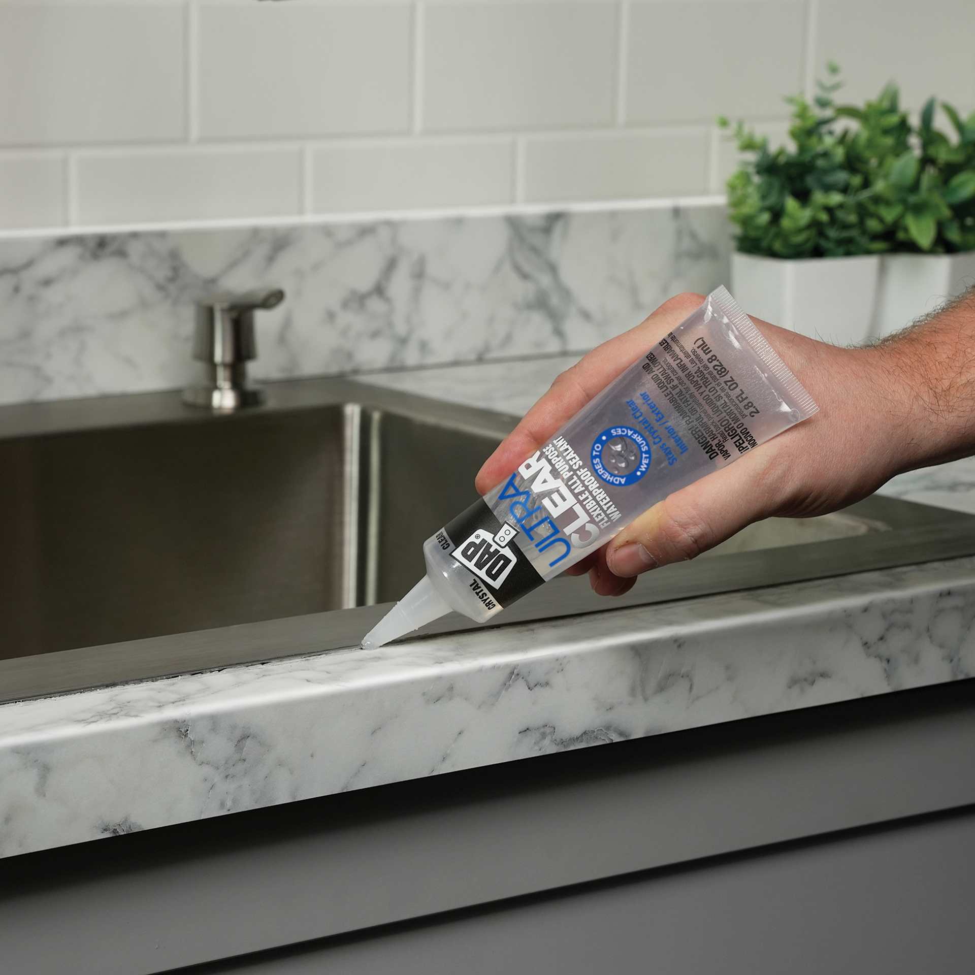 DAP Ultra Clear Flexible All Purpose Waterproof Sealant - 2.8 oz Tube sealing sink