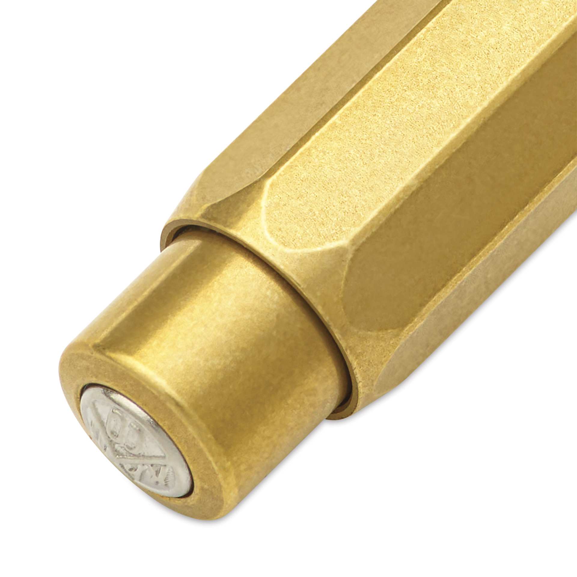 Kaweco Brass Sport Ballpoint Pen - Blue Ink - close-up of push mechanism