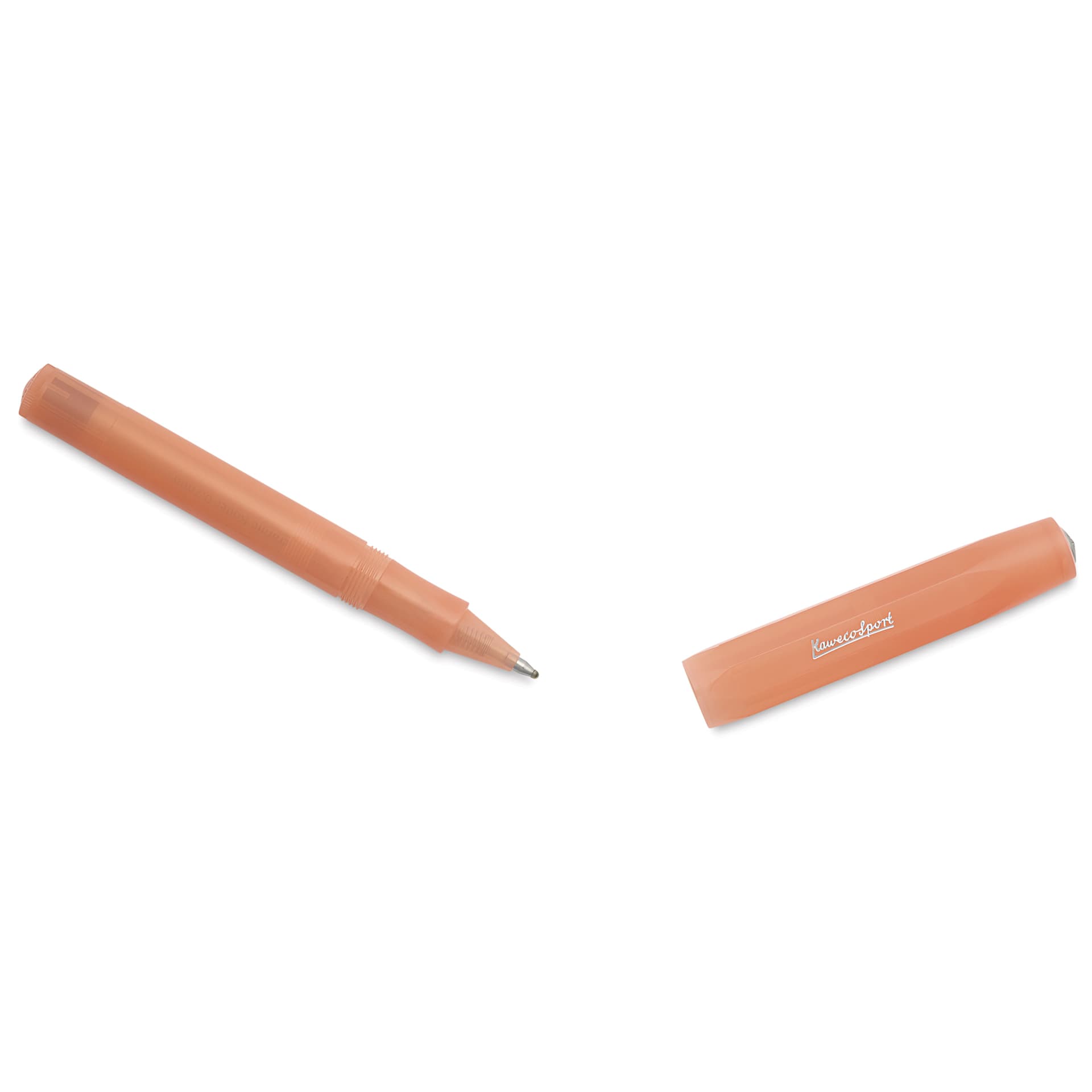 Kaweco Frosted Sport Rollall Pen - Soft Mandarin, cap removed