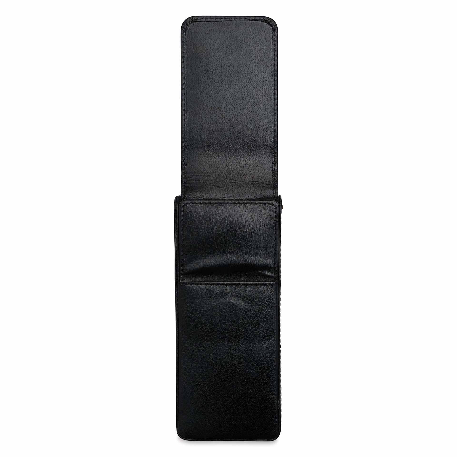 Girologio 3 Leather Pen Case - Black, magnetic flap open