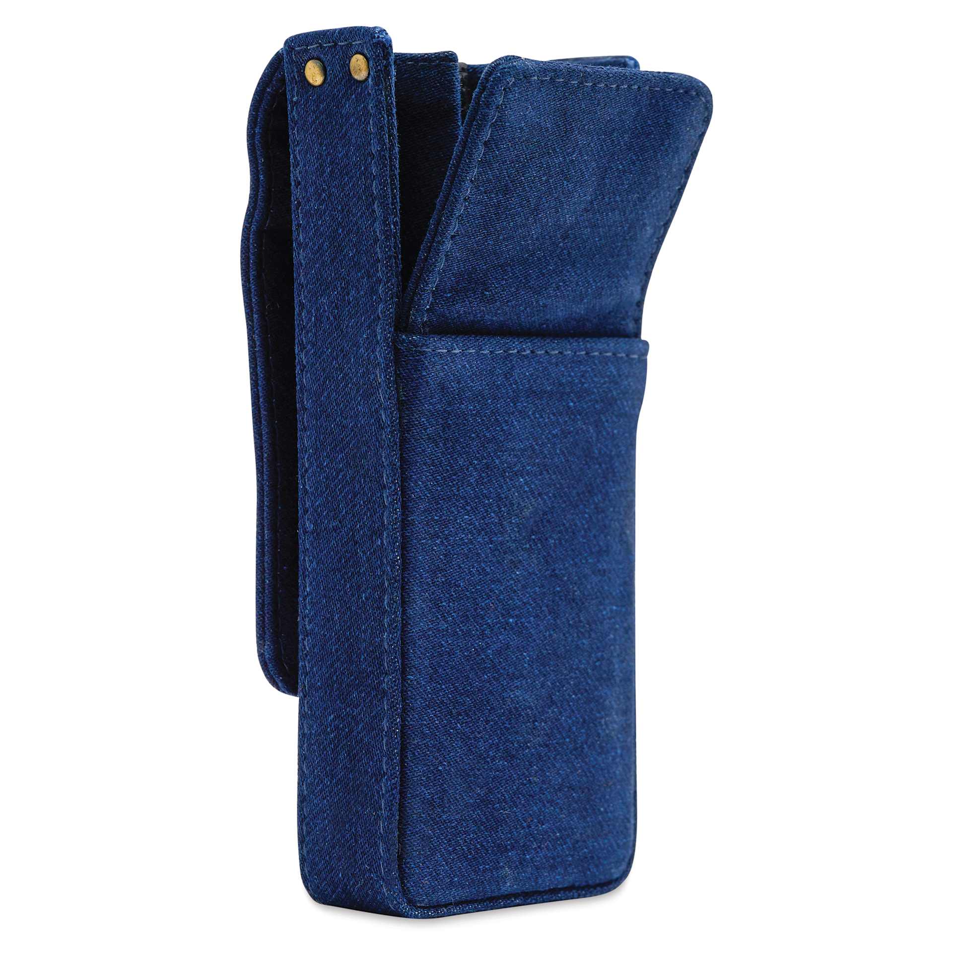 Girologio 3 Denim Pen Case - Cotton Denim, side with lid open