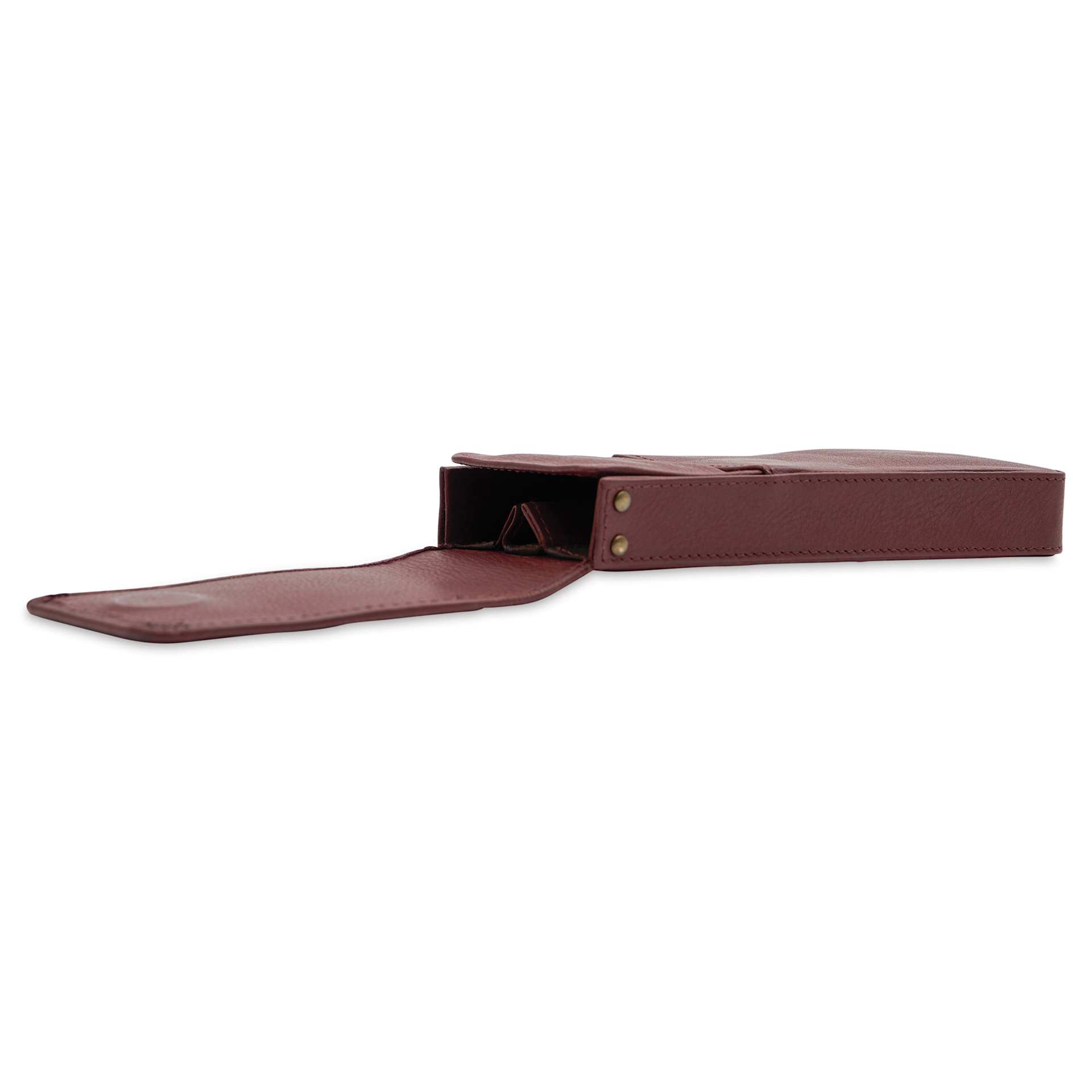 Girologio 3 Leather Pen Case - Antique Brown, laid out open