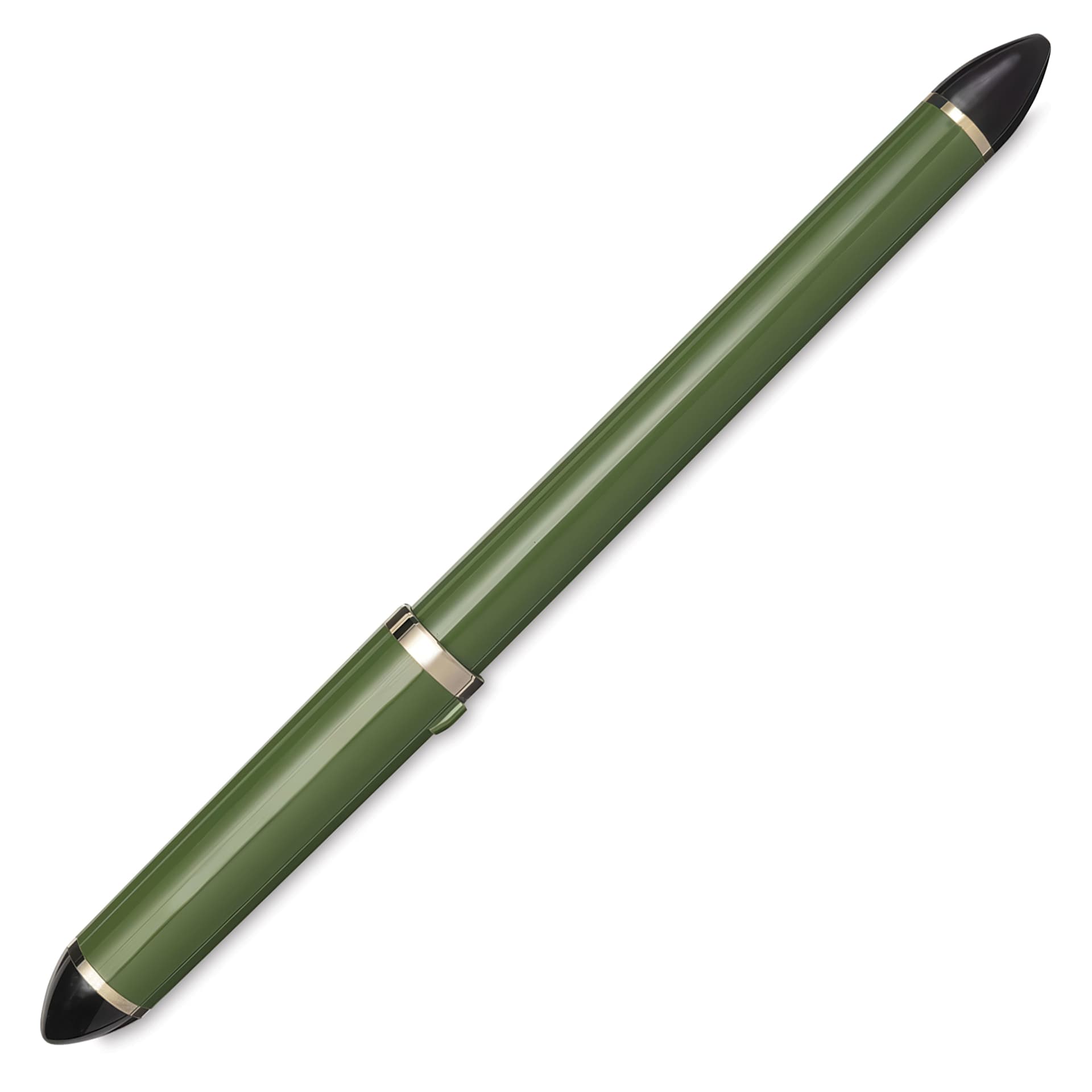 Sailor Fude De Mannen Fountain Pen - Dark Green, 55 Degree Nib, cap on