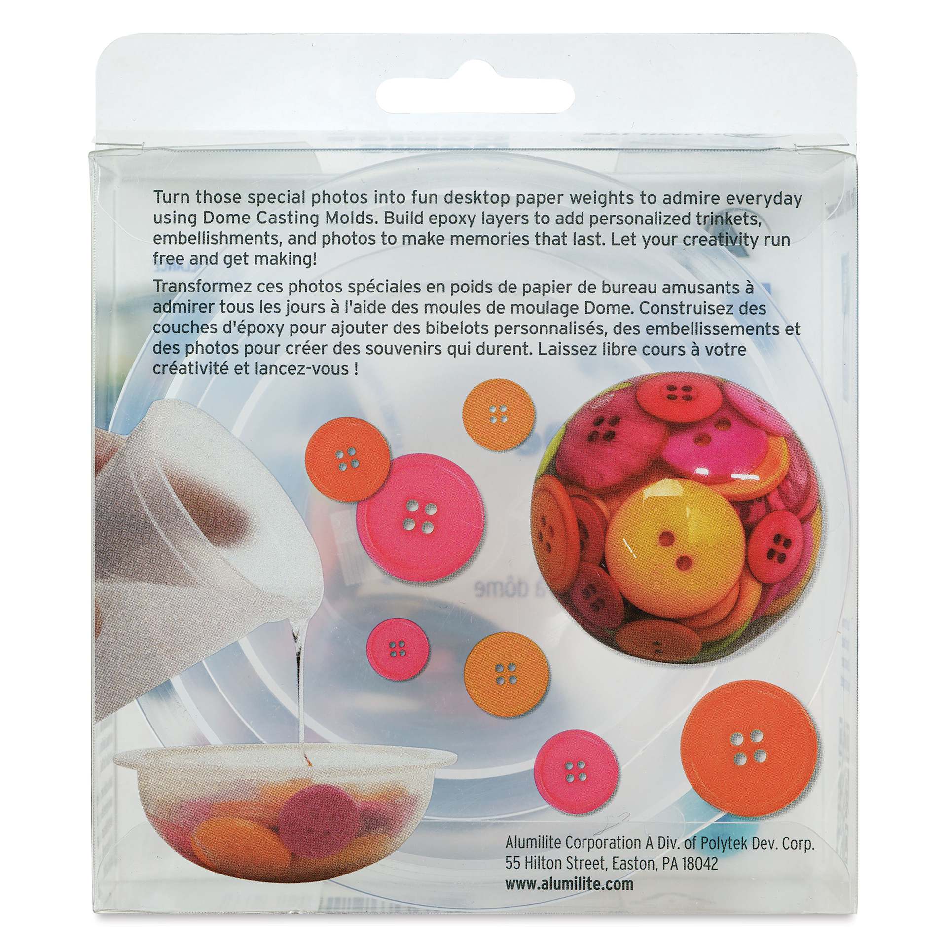 Alumilite Dome Casting Molds - Set of 2 - back of packaging