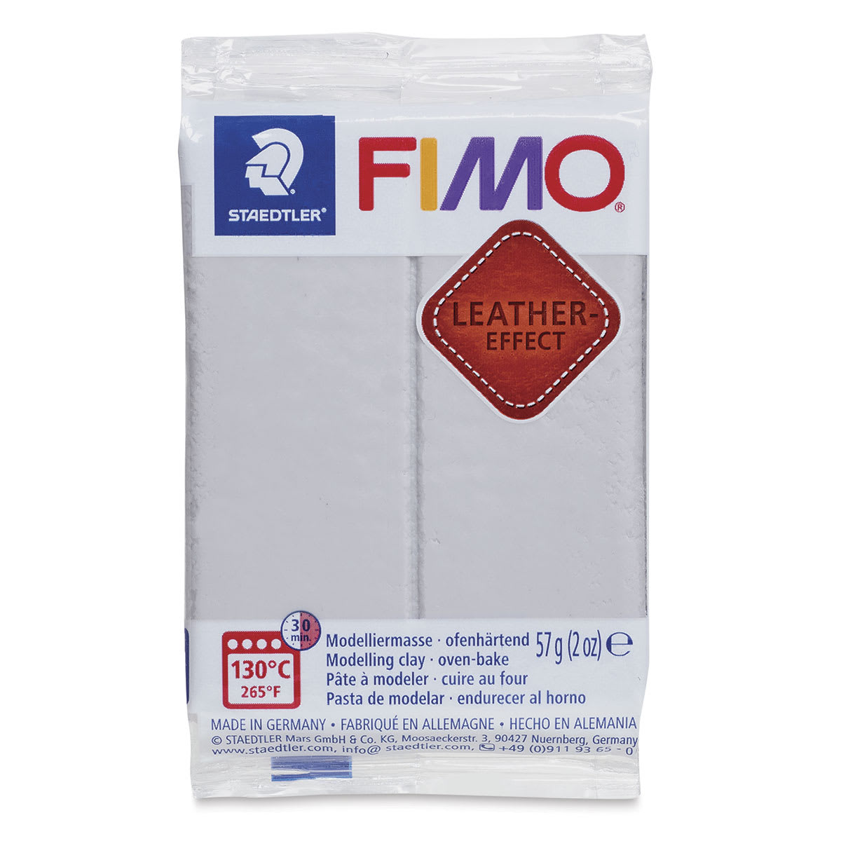 Staedtler Fimo Leather Effect Clay - Dove Grey, 2 oz - front of packaging