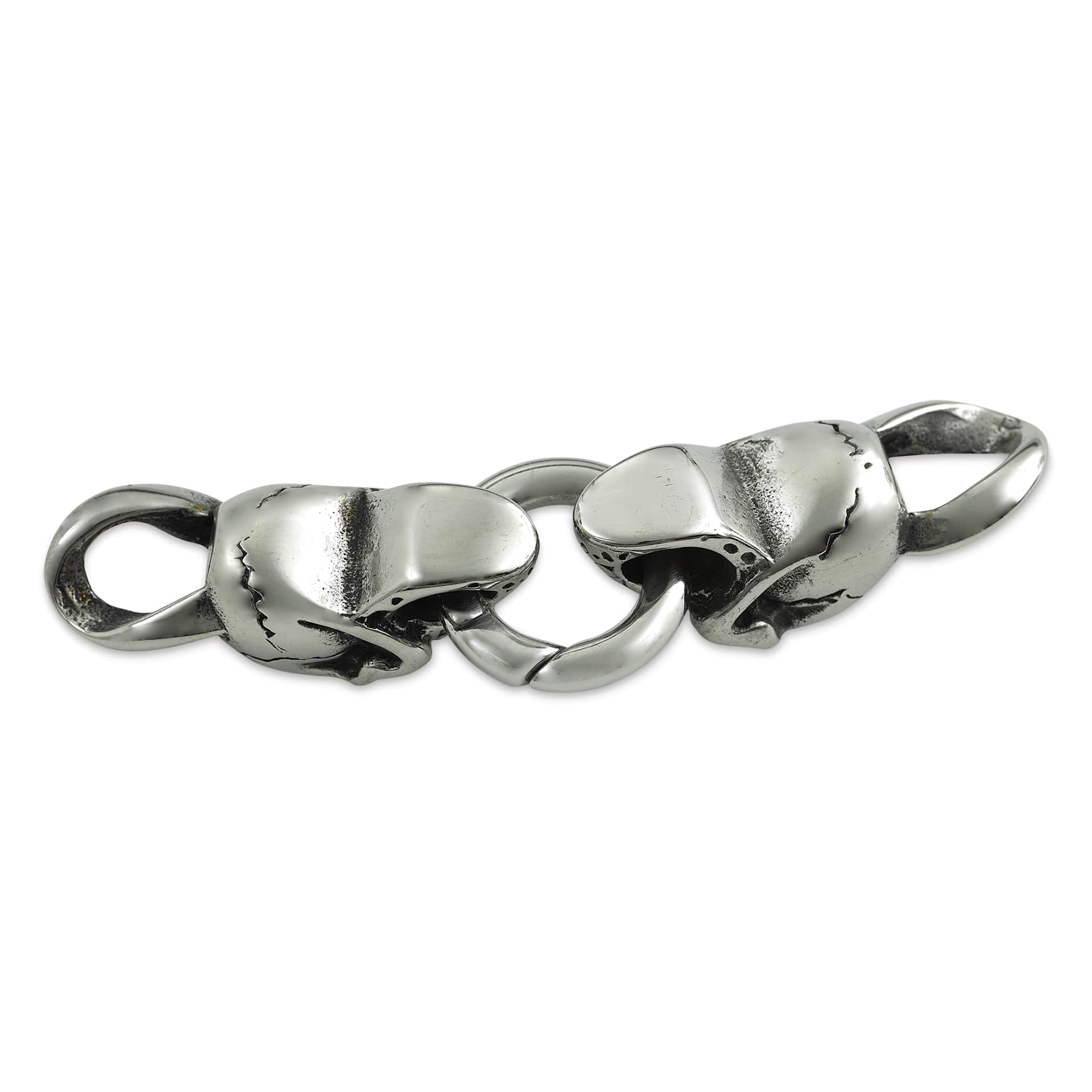 John Bead Stainless Steel Antique Silver Clasp - Skull, 35 x 14 mm, underneath
