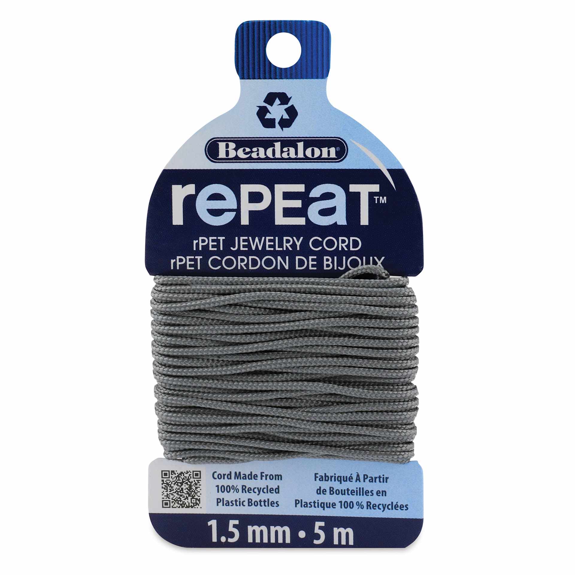 Beadalon Repeat Jewelry Cord - 1.5 mm x 5 m, Gray