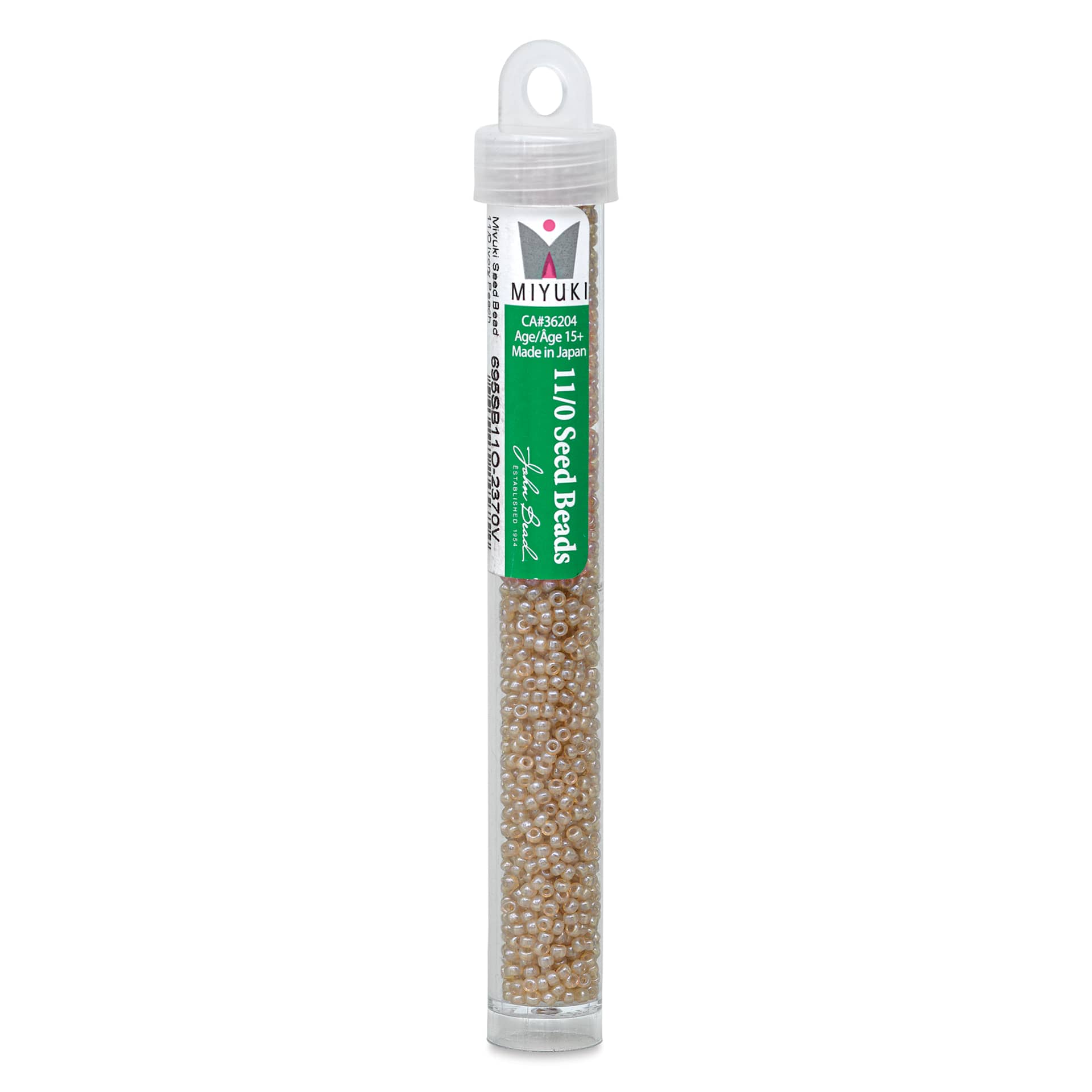 John Bead Miyuki Glass Seed Beads - Ivory Peach, 22 g vial