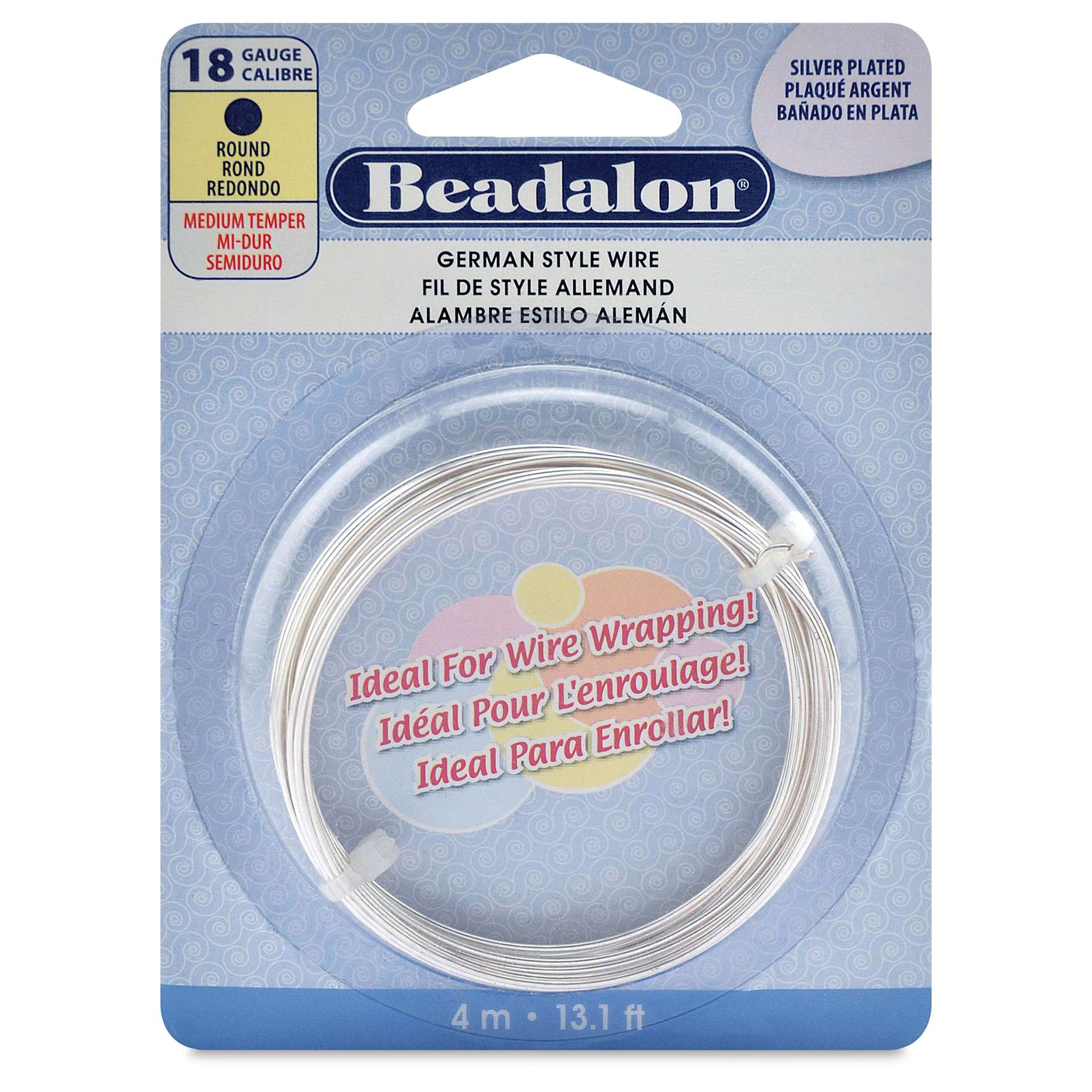 Beadalon German Style Wire - Silver-Plated, 18 Gauge, 0.040" x 13 ft