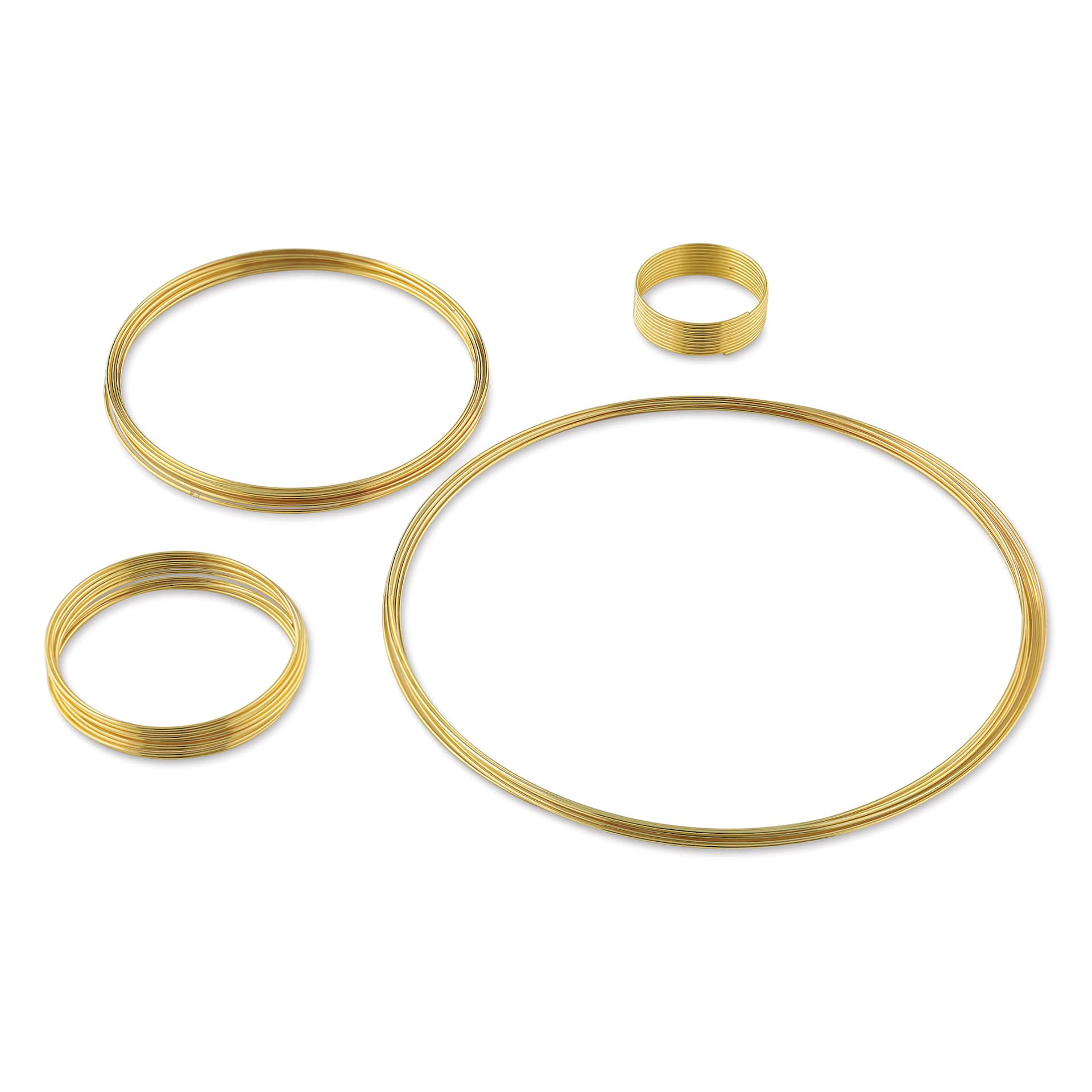 Beadalon Plated Memory Wire - Assorted Sizes, Gold, 1/2 oz all sizes split out