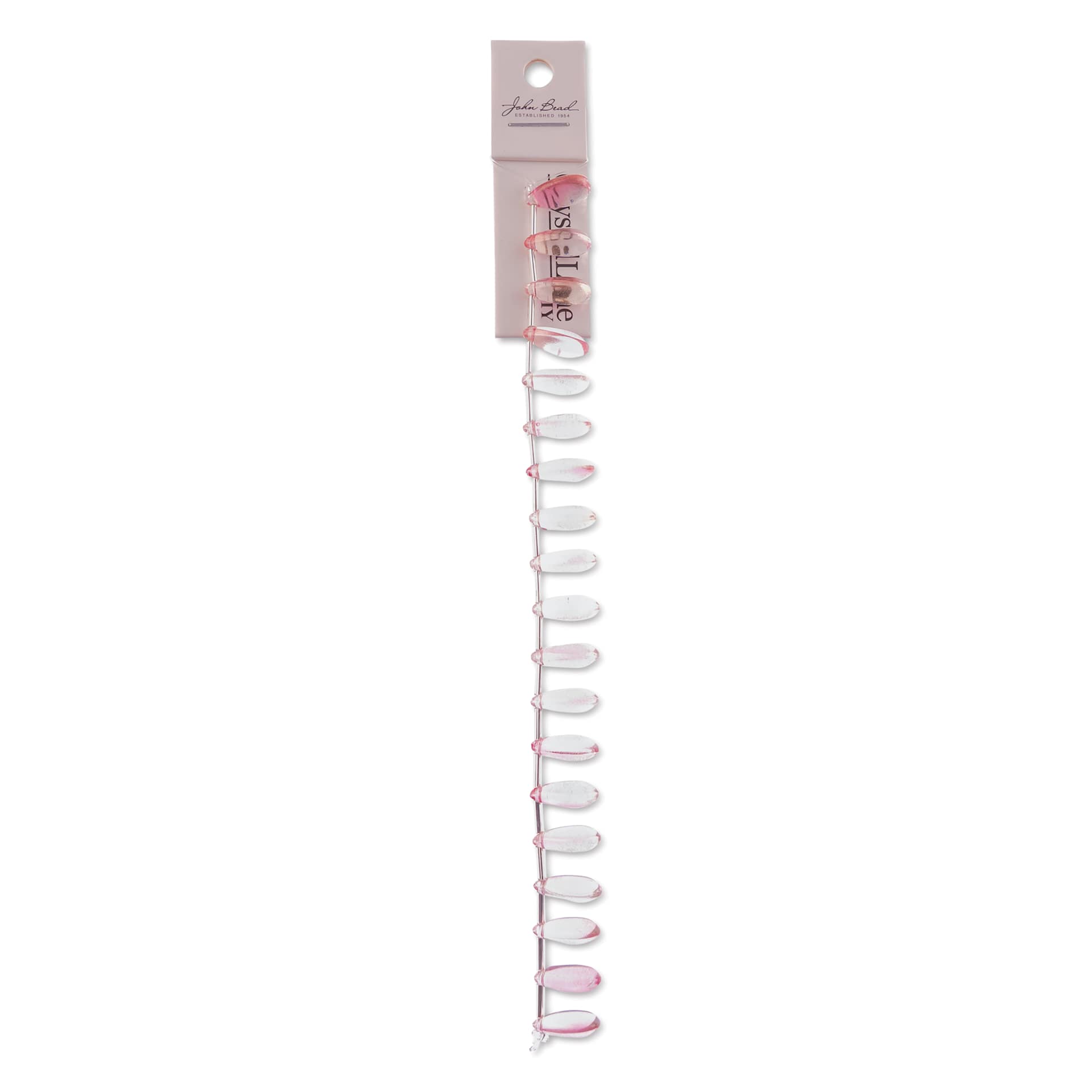 John Bead Crystal Lane DIY Glass Garden Bead Single Strand - Teardrops, Pink and Yellow front of packaging