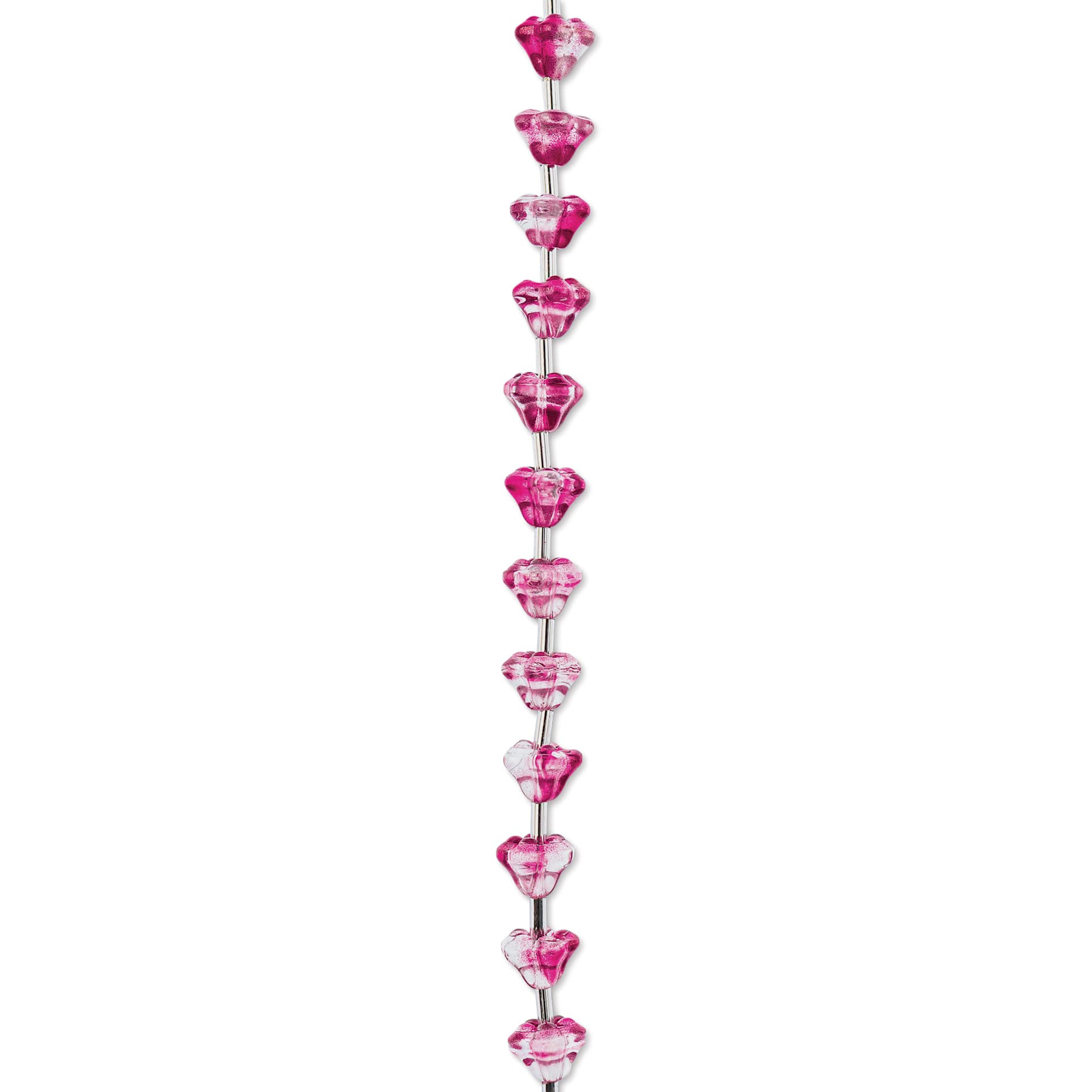 John Bead Crystal Lane DIY Glass Garden Bead Single Strand - Flowers, Red