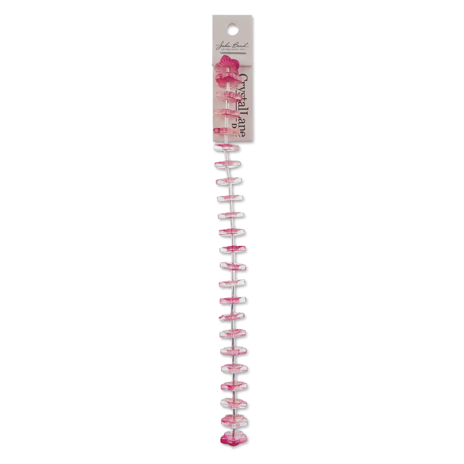 John Bead Crystal Lane DIY Glass Garden Bead Single Strand - Flower Caps, Red front of packaging