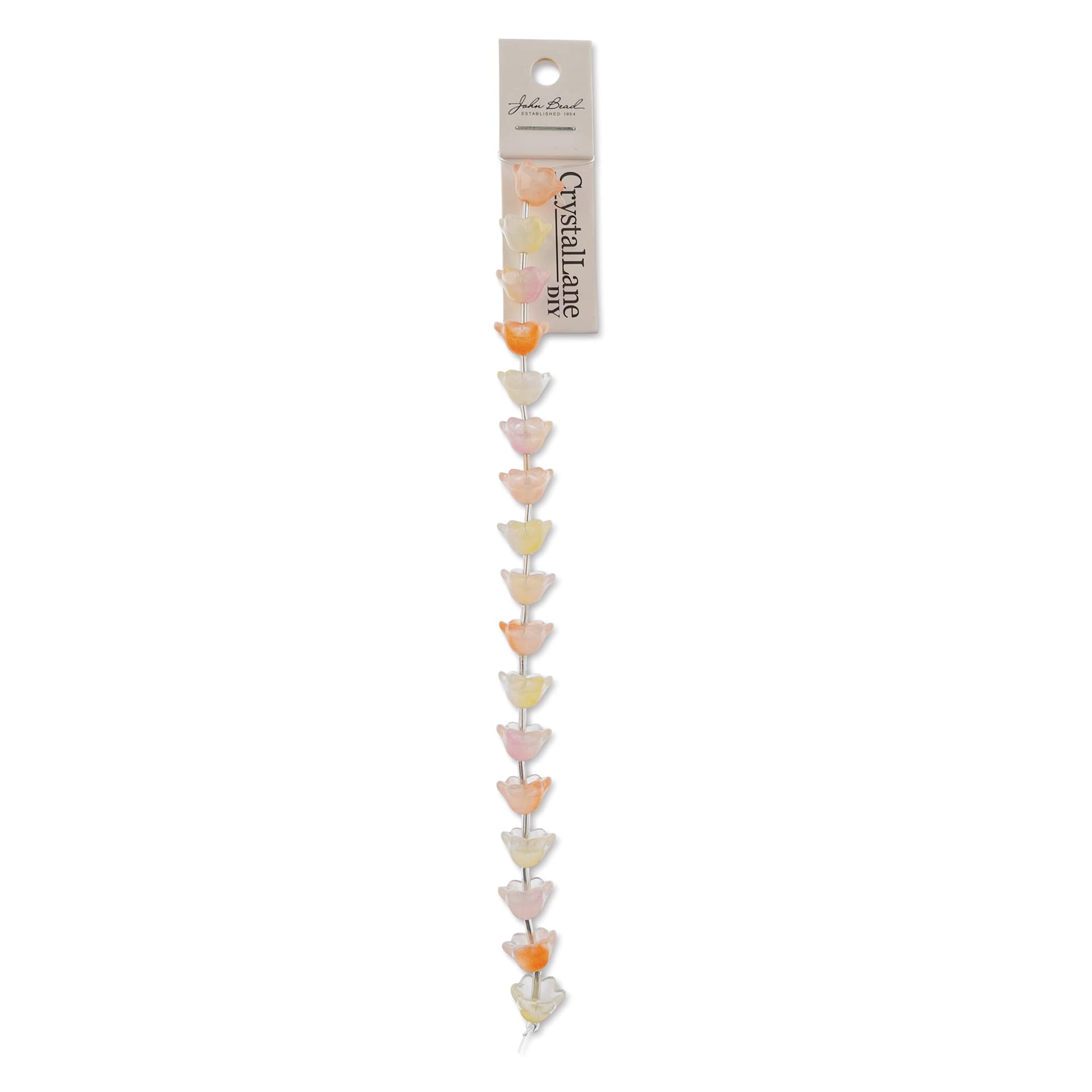 John Bead Crystal Lane DIY Glass Garden Bead Single Strand - Flowers, Assorted Colors front of packaging