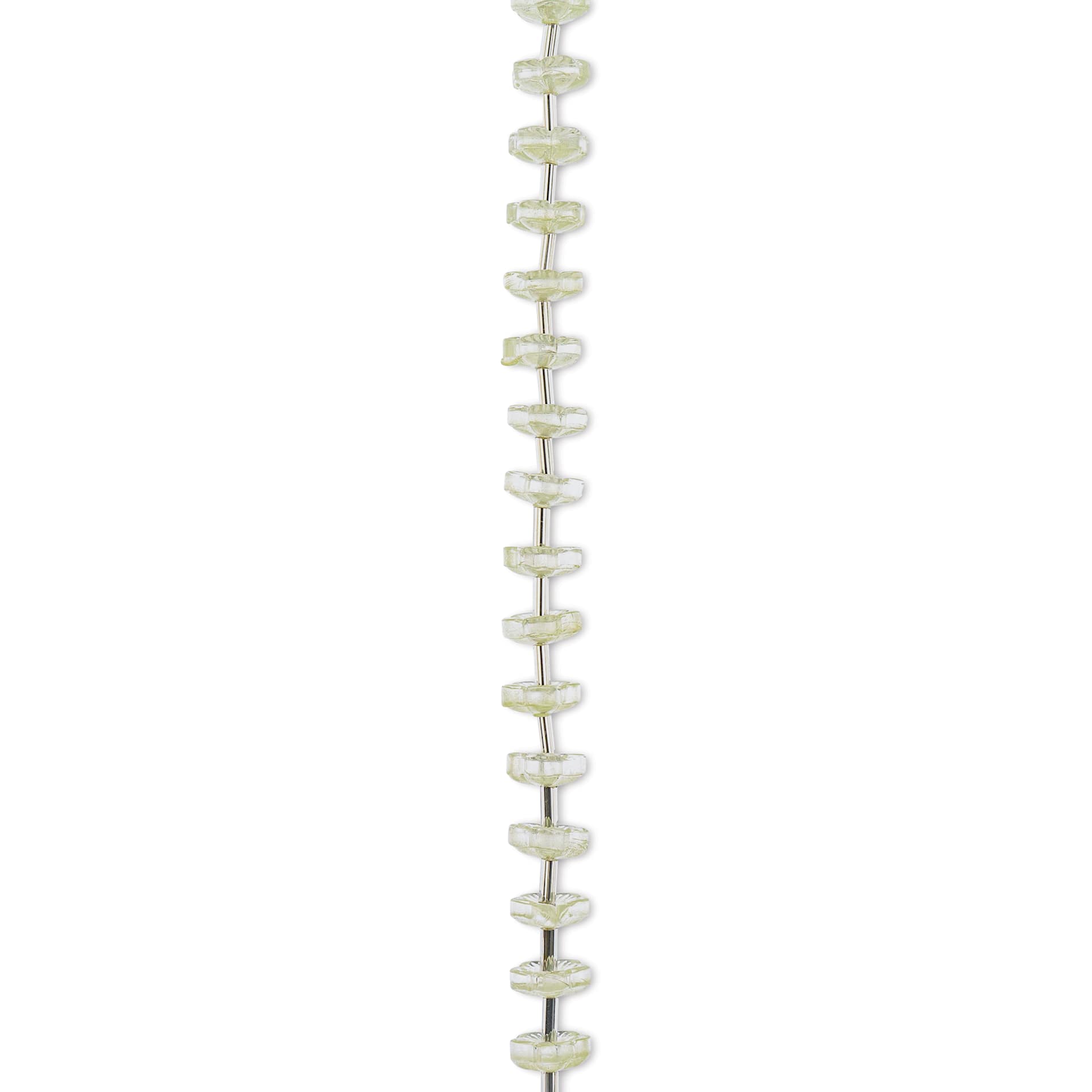 John Bead Crystal Lane DIY Glass Garden Bead Single Strand - Flower Caps, Opaque Green close-up