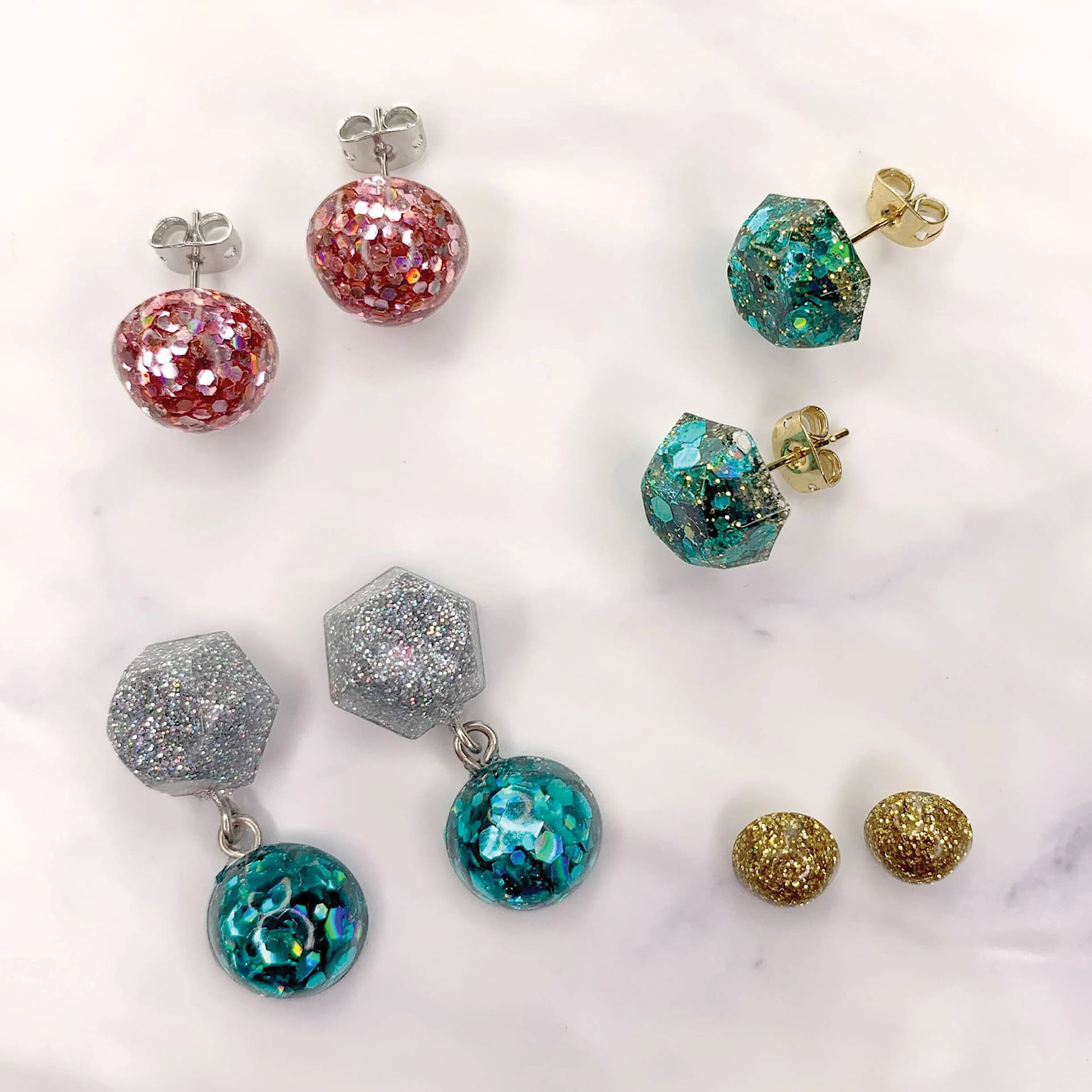 Jewelry Made By Me Post Earrings UV Resin DIY Kit finished project (resin sold separately)