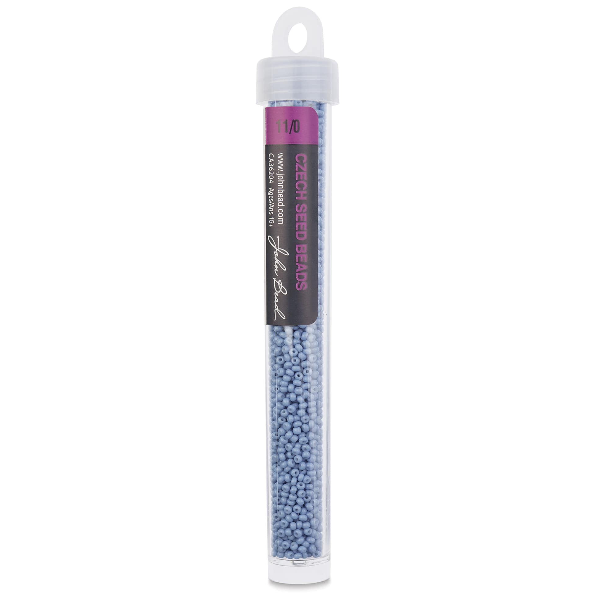 John Bead Solgel Chalk Dyed Czech Seed Beads - 11/0, Light Blue, 23 g vial