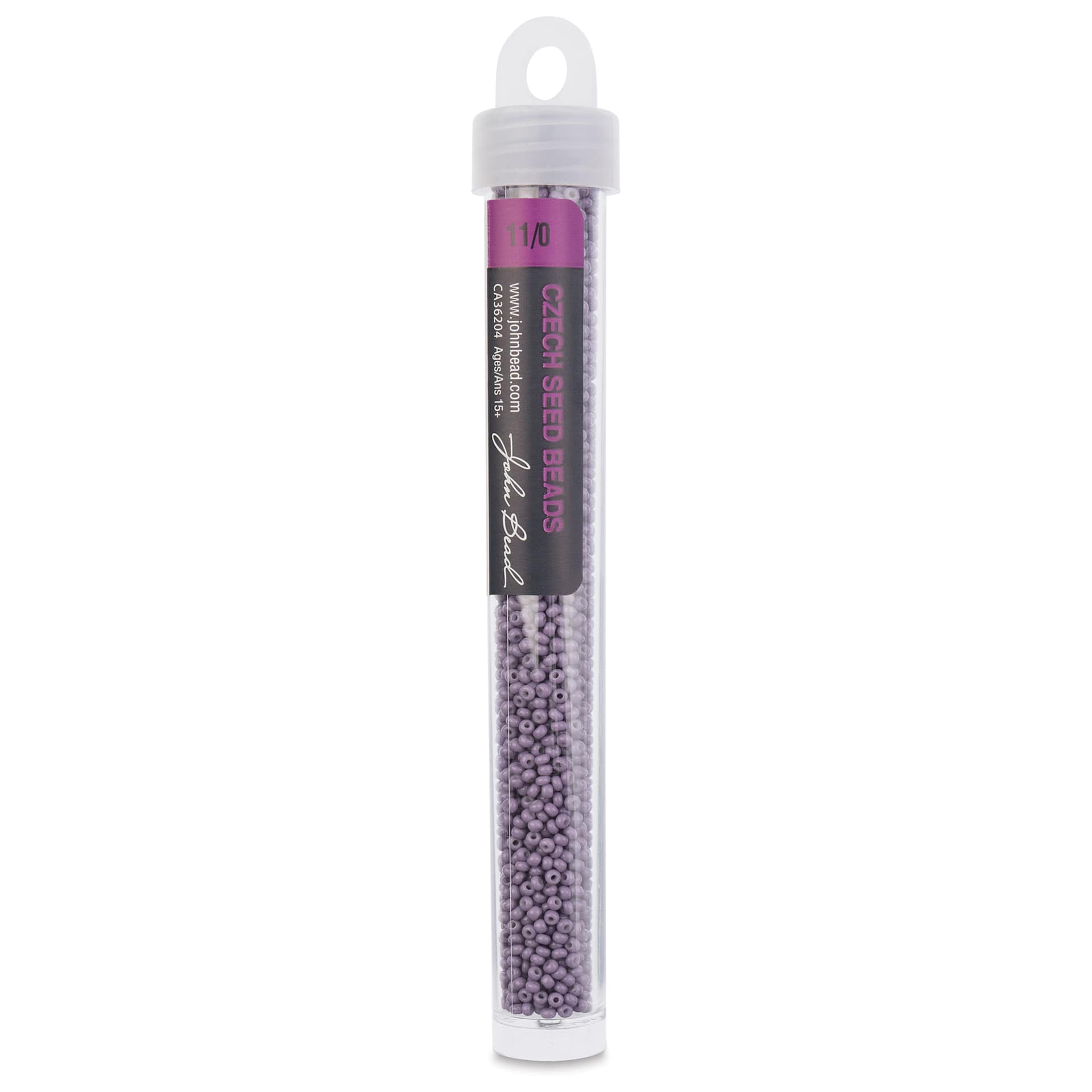 John Bead Solgel Chalk Dyed Czech Seed Beads - Orchid, 23 g vial