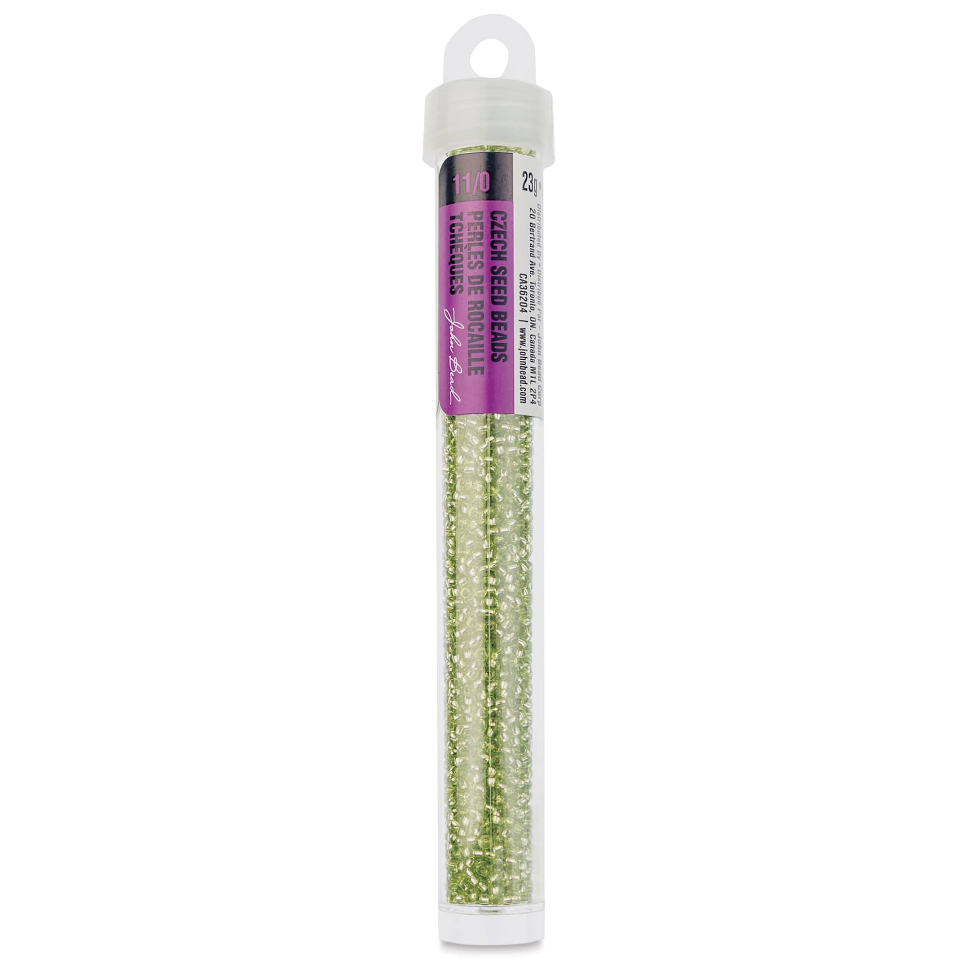 John Bead Solgel Czech Seed Beads - S/L, Green, 23 g vial