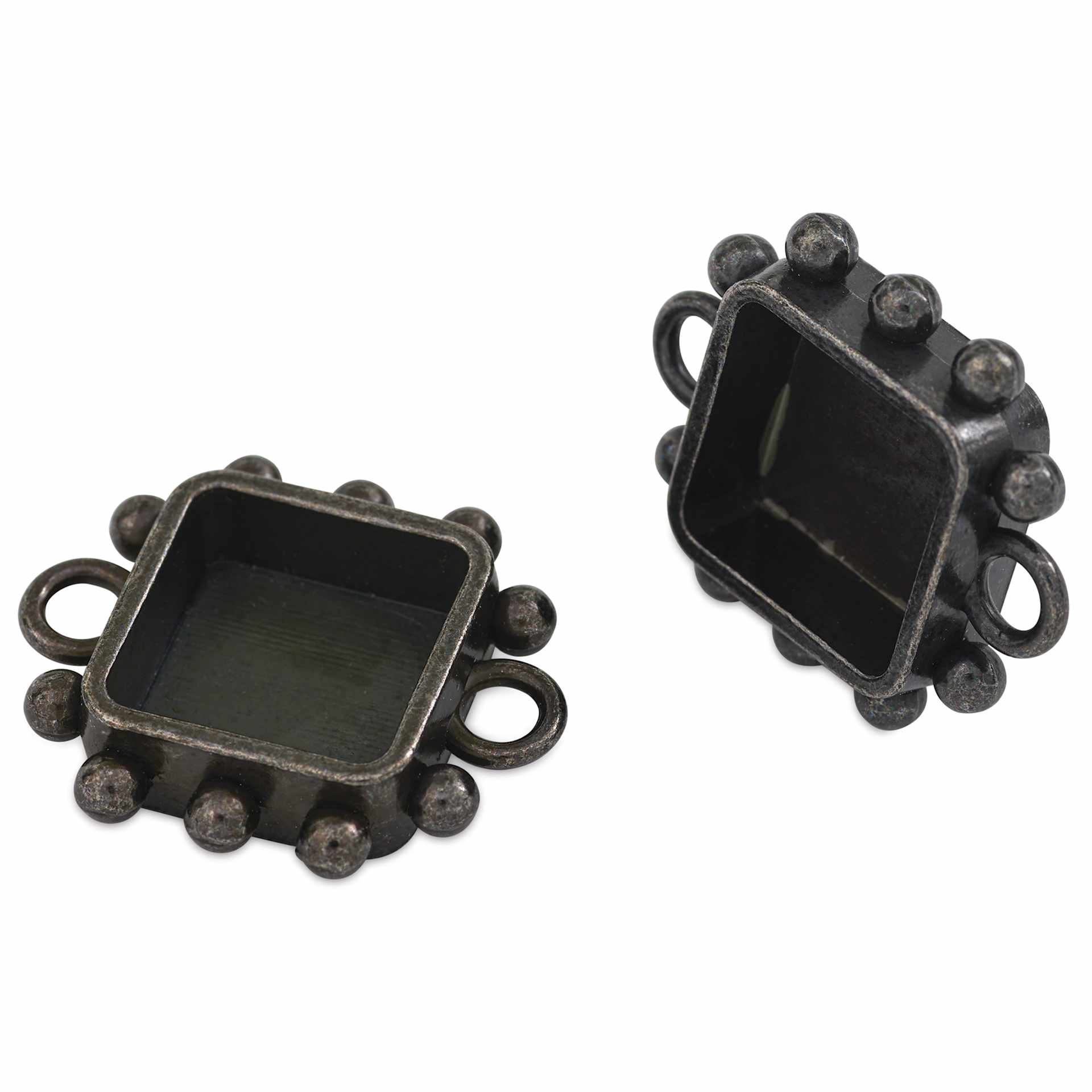 Ranger Ice Resin Hobnail Bezel - Square, Small, Antique Silver, Pkg of 2