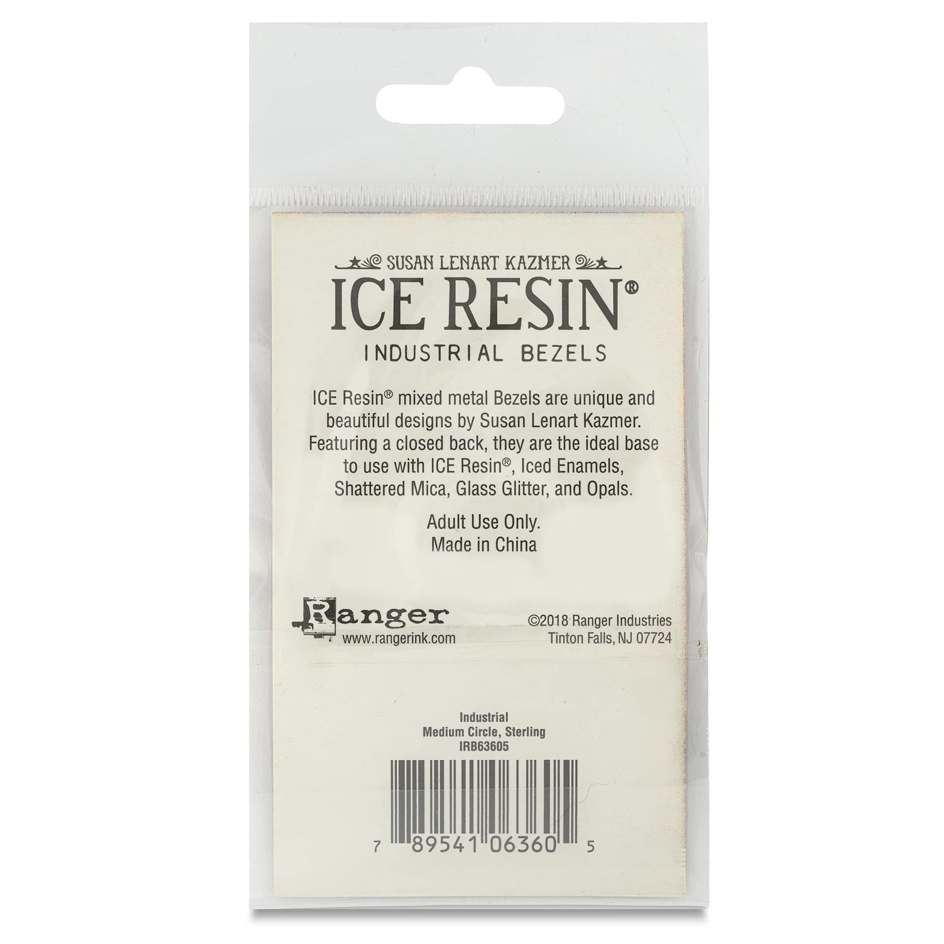 Ranger Ice Industrial Bezel - Circle, Sterling Silver, 30 mm Dia. - back of packaging