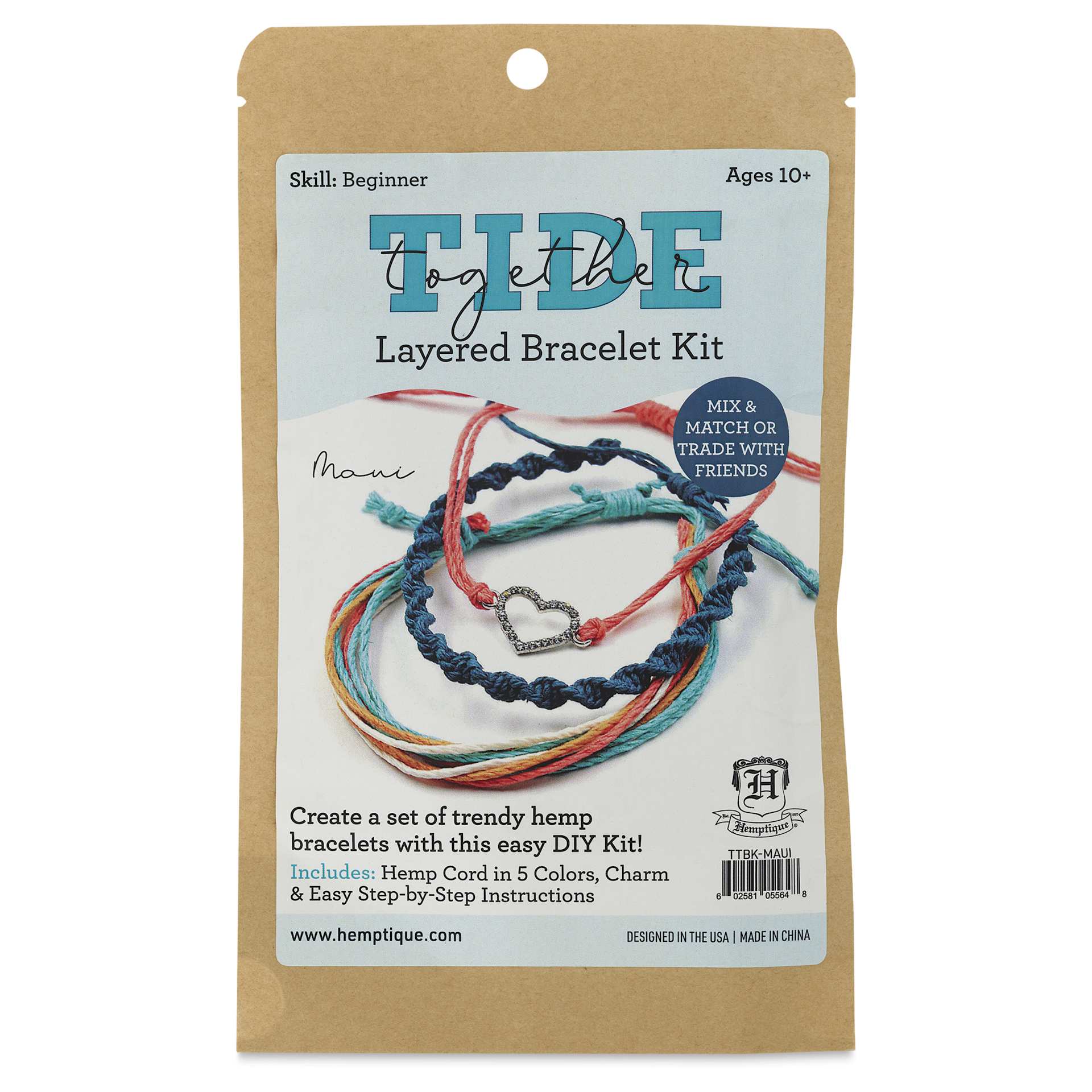 Hemptique Tide Together Layered Hemp Bracelet Kit - Maui - front of packaging