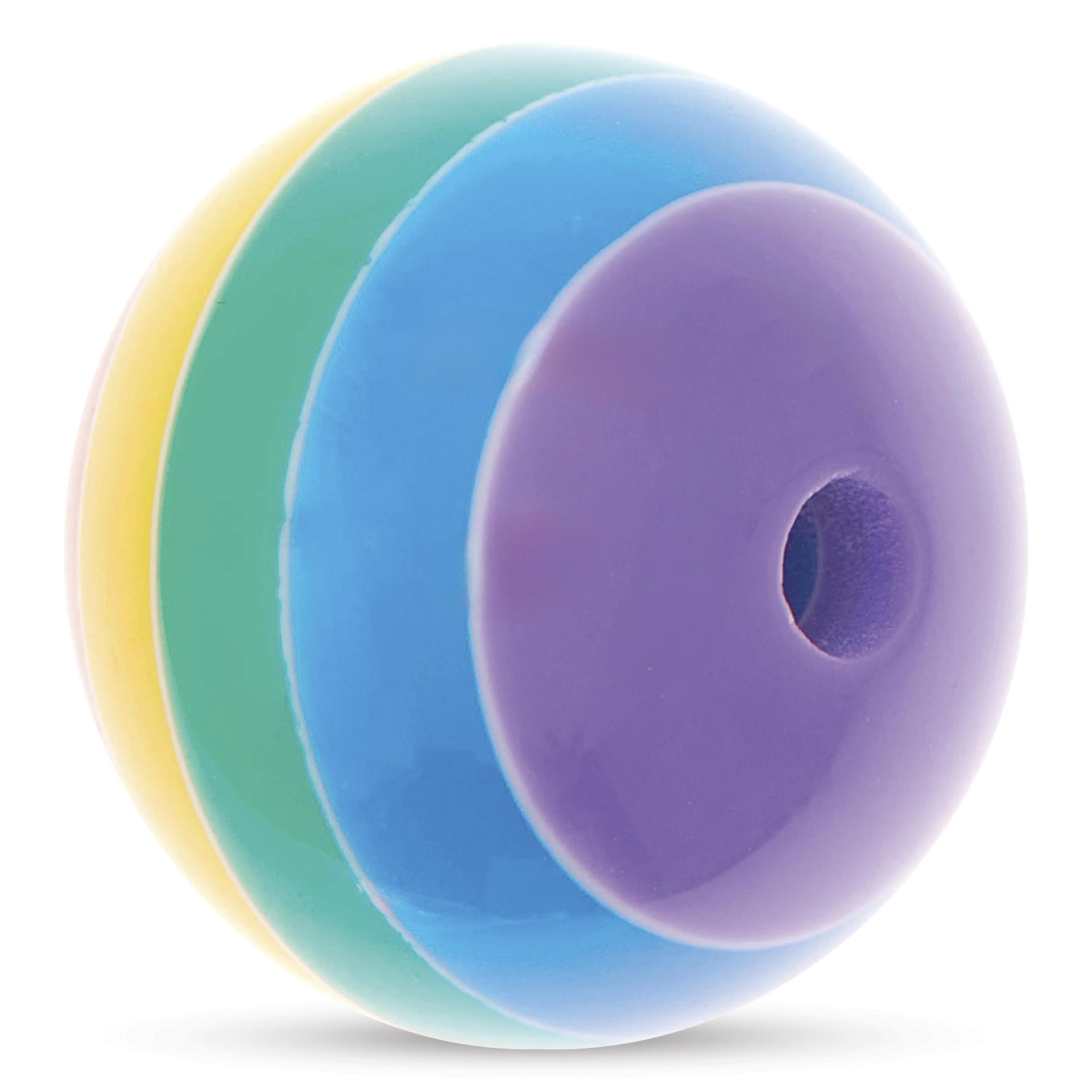 Rico Design Itoshii Plastic Bead - Striped Pearl, Rainbow, 18 mm Dia. - angled