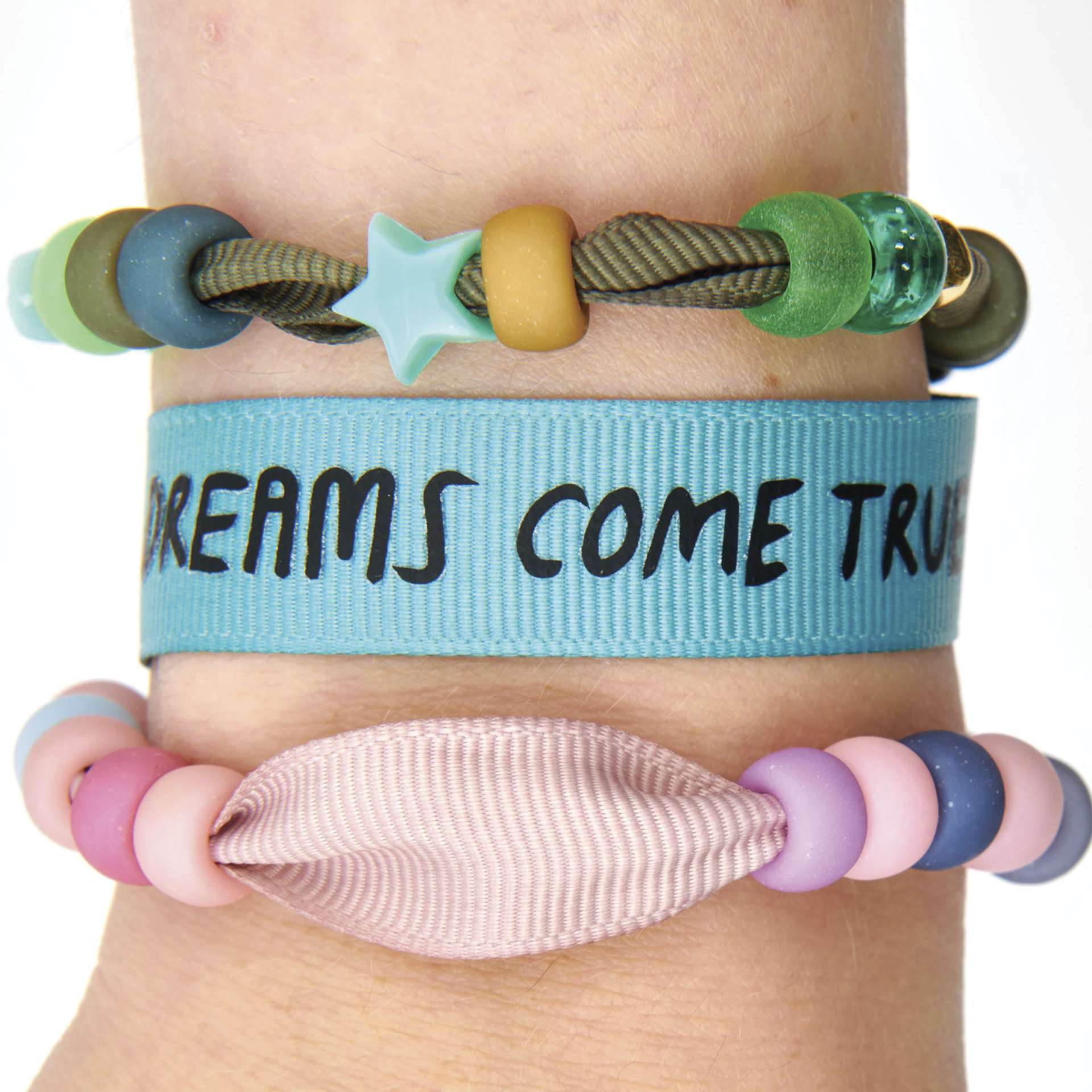 Rico Design Grosgrain Ribbon Bracelets - Earth - finished bracelet examples