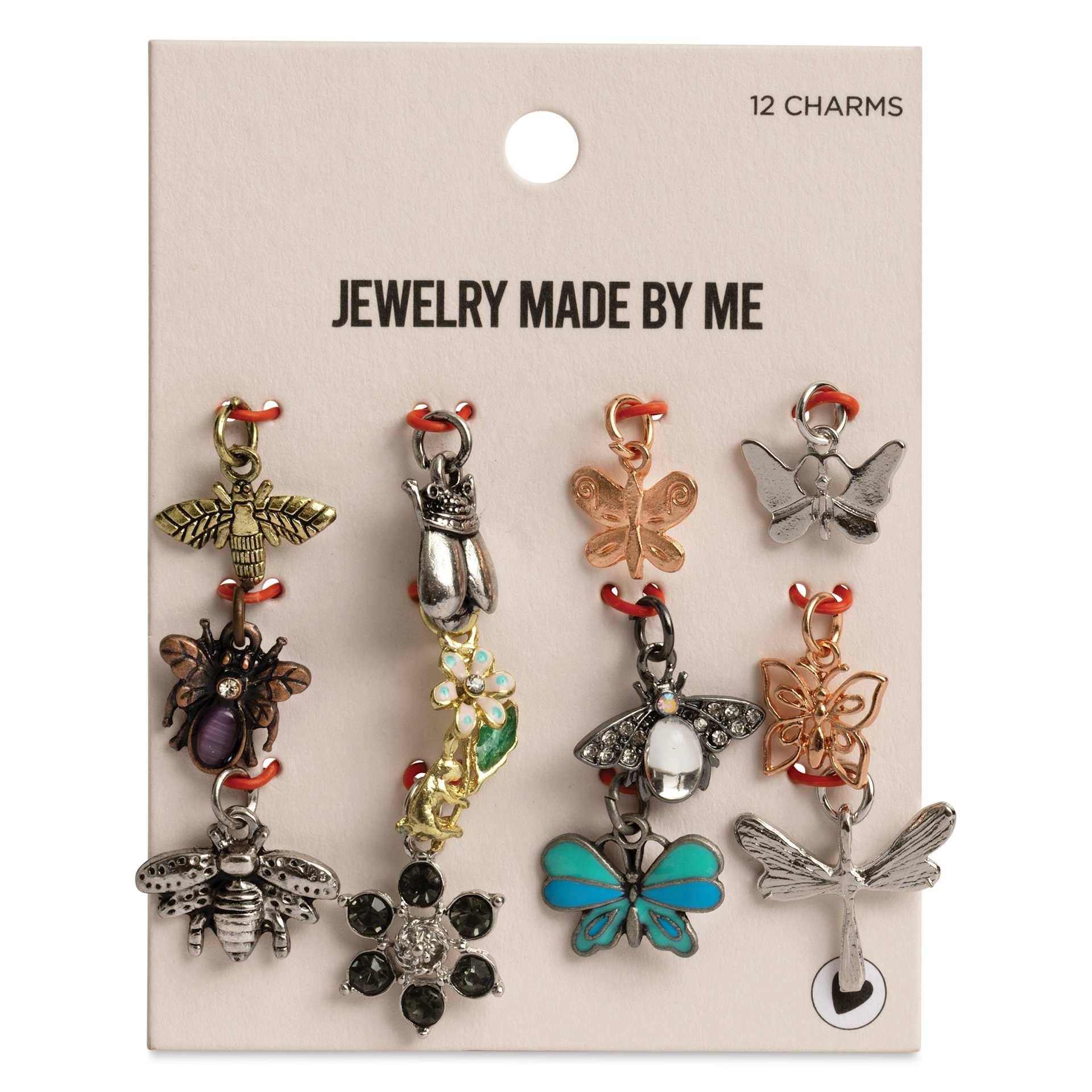 Jewelry Made By Me Charm Set - Pkg of 12, Butterfly and Bug front of packaging