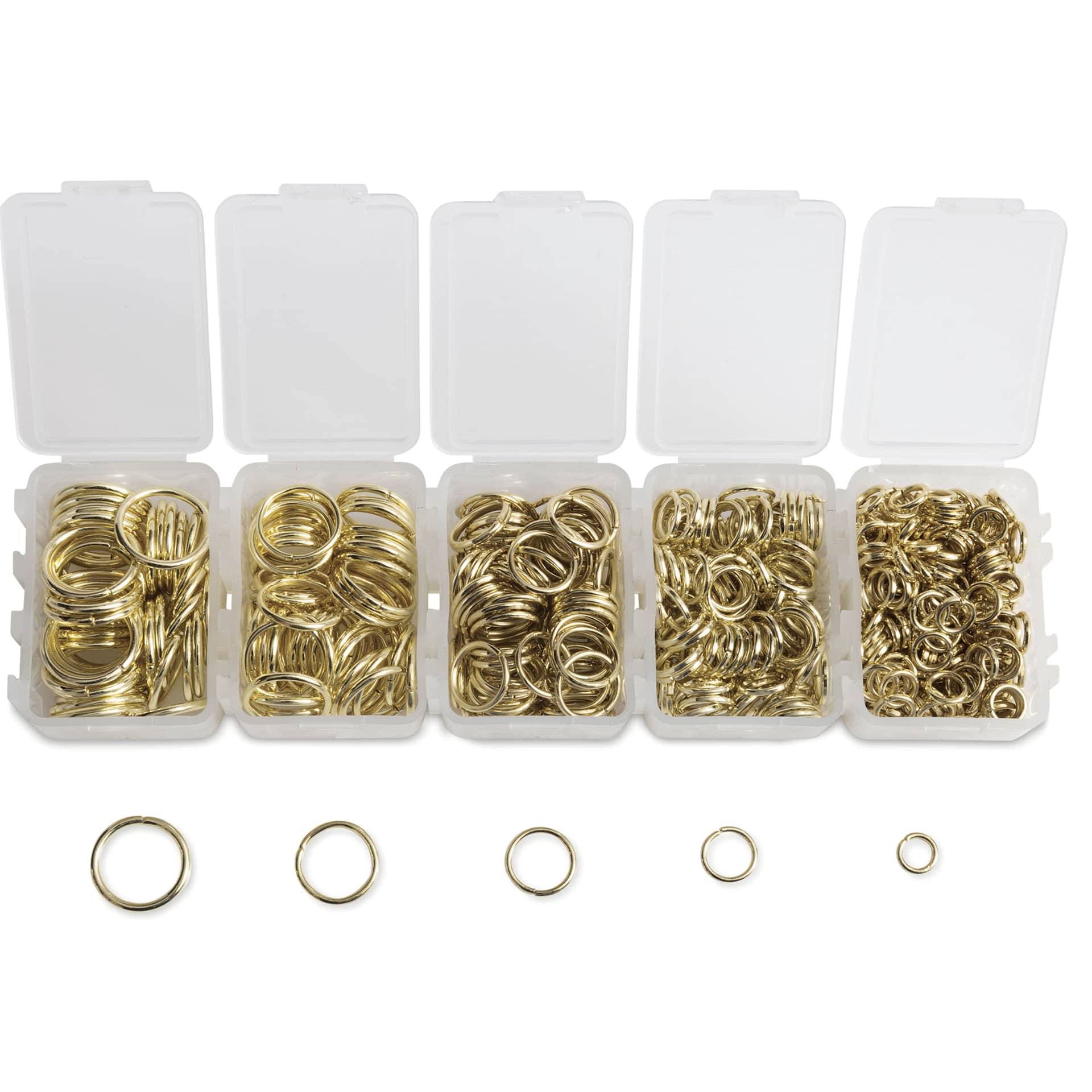 Jewelry Made By Me Essential Jump Rings Set - Pkg of 700, Gold containers for different size rings