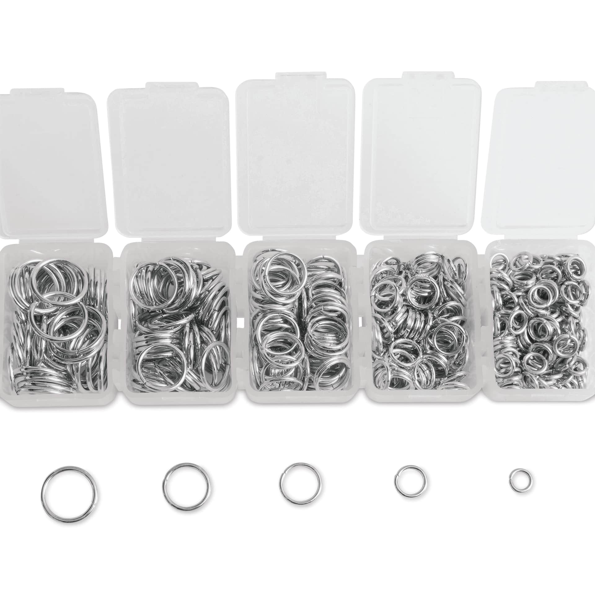 Jewelry Made By Me Essential Jump Rings Set - Pkg of 700, Silver containers for different size rings