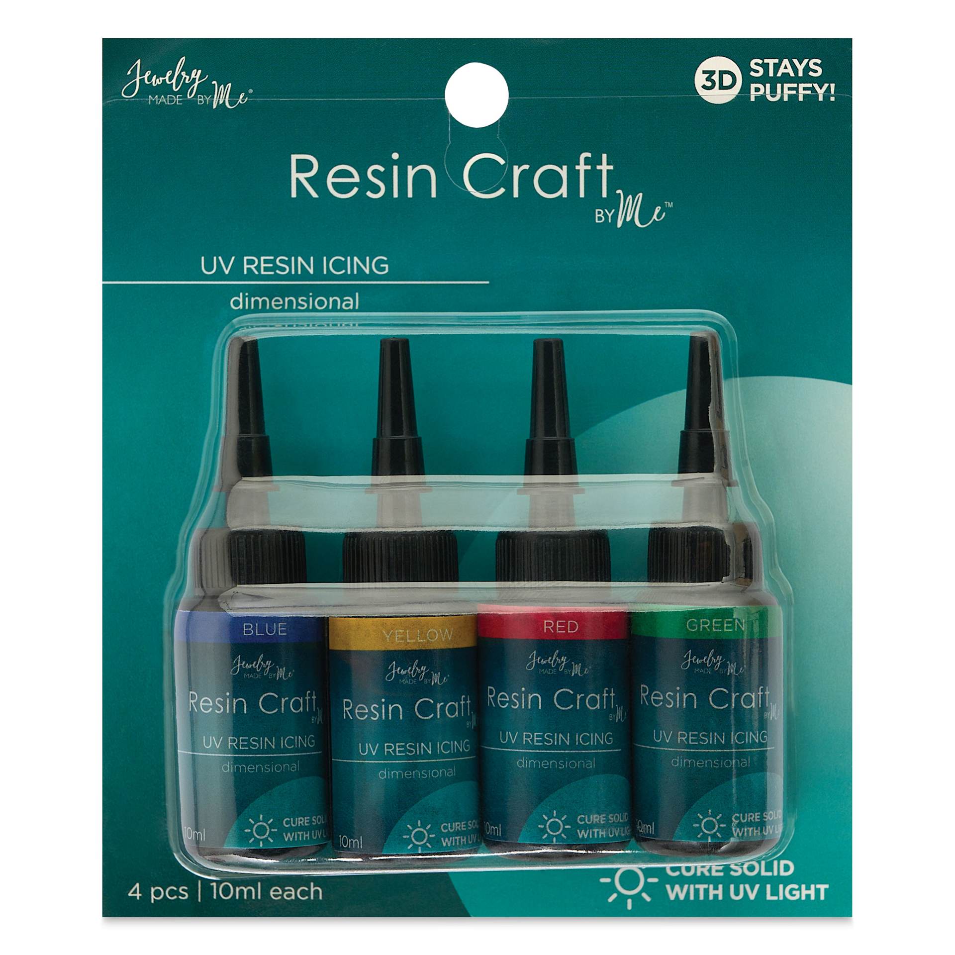 Jewelry Made By Me UV Resin Icing - Set of 4, Primary Colors, 10 ml Bottles front of packaging