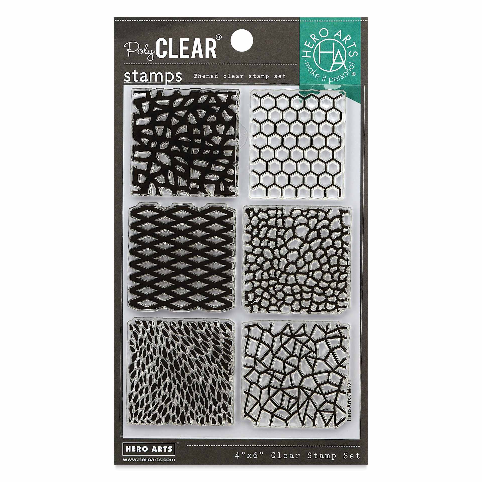 Hero Arts Textures Clear Stamp Set - Set of 6, Tiling, front of packaging