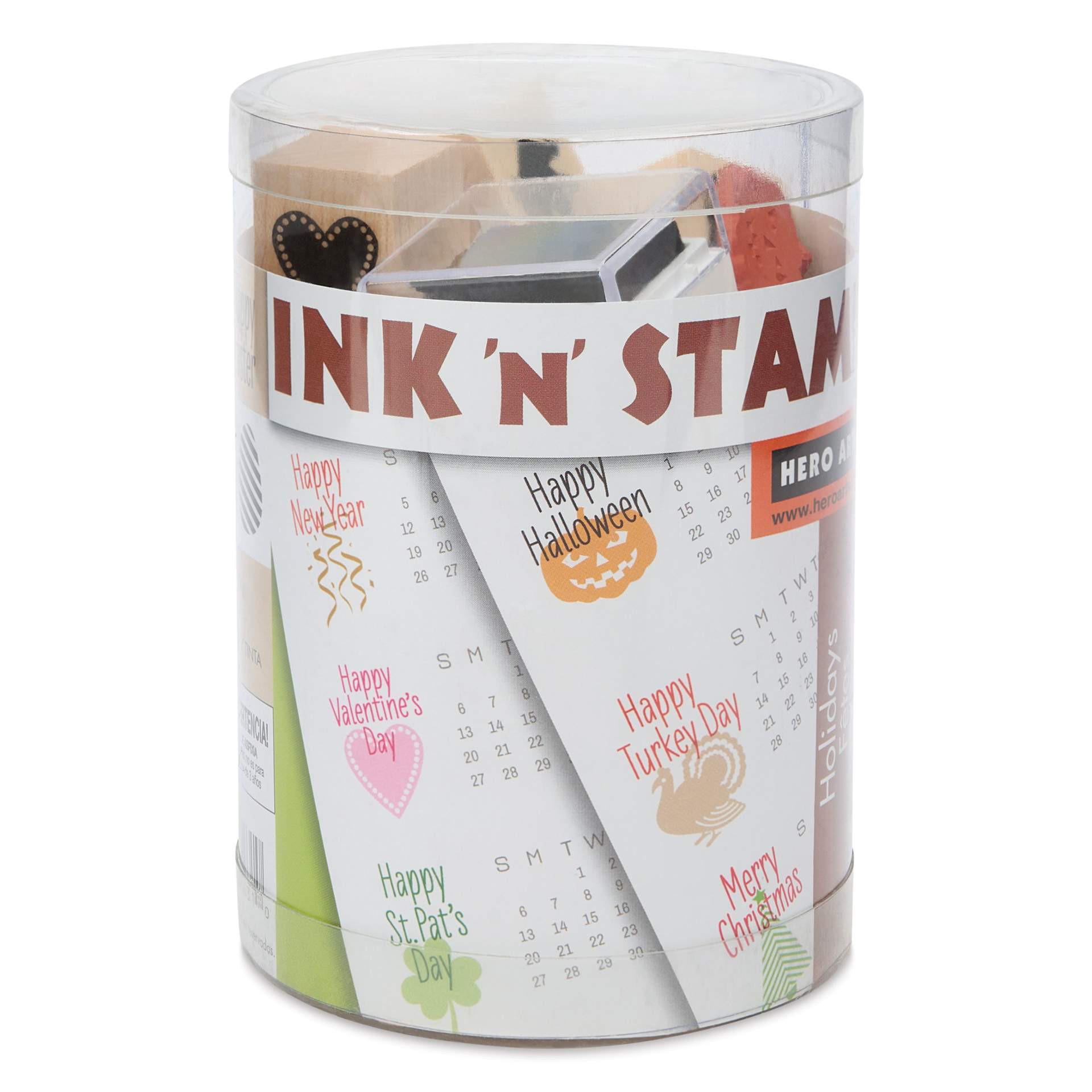 Hero Arts A Year of Holidays Woodblock Ink ‘n’ Stamps Set, front of packaging