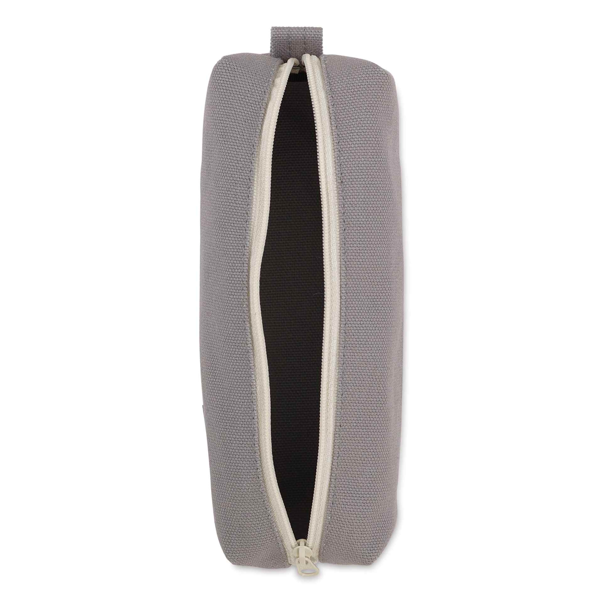 Luddite Canvas Box Pen Case - Grey, open