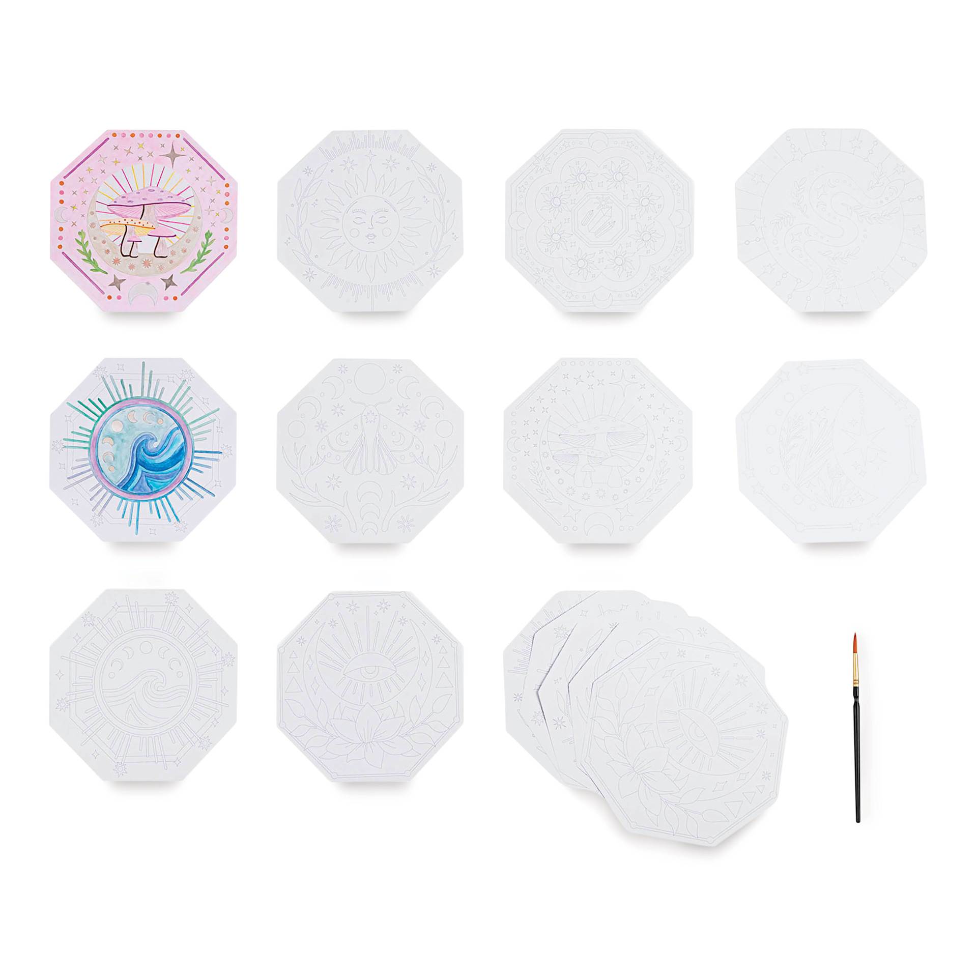 Brea Reese Vivid Mixed Media Coloring Pad - Octagon, 8.5" x 9.5", themed pages