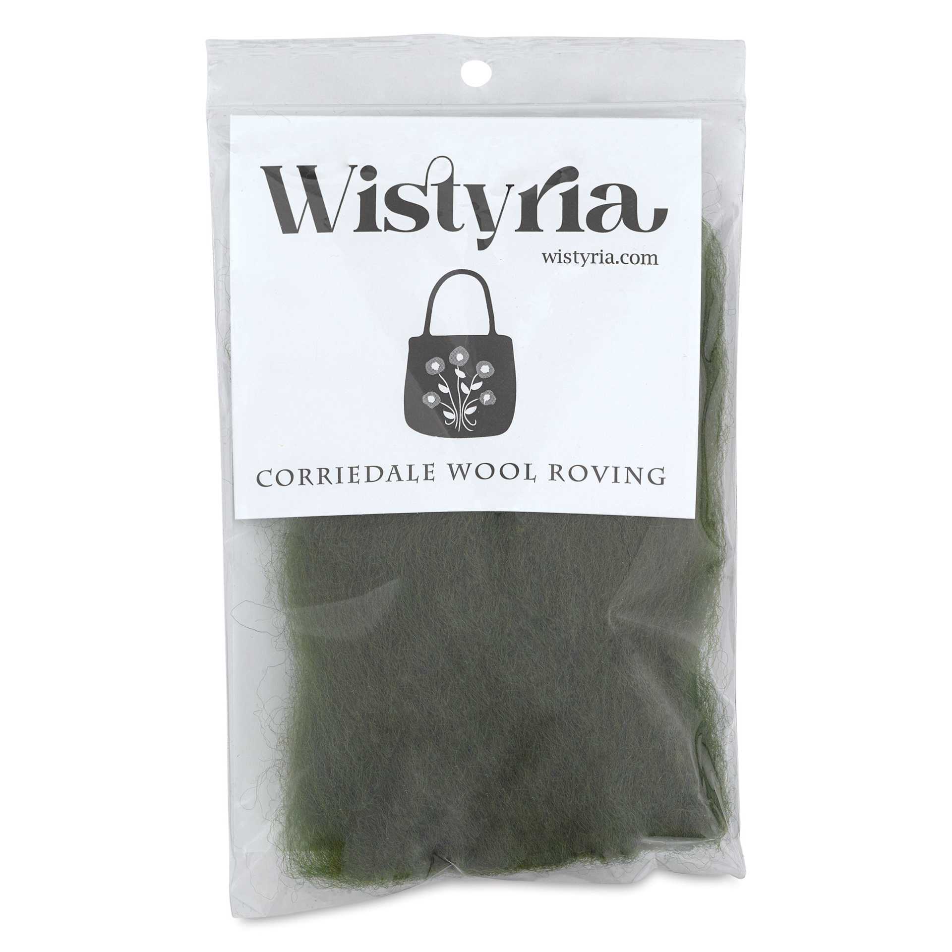 Wistyria Editions 100% Wool Roving - Forest Green, 14" - front of packaging