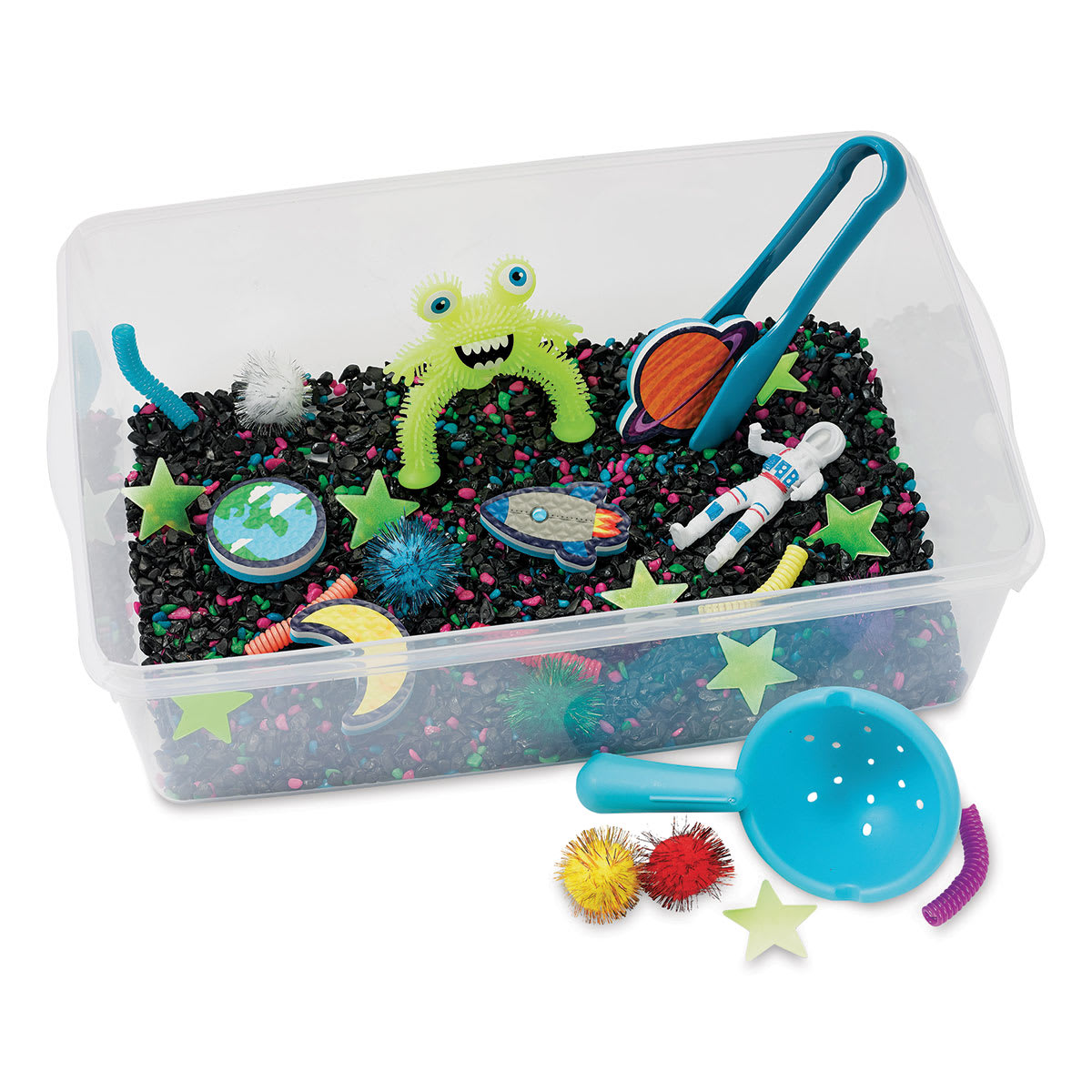 Creativity for Kids Sensory Bin - Outer Space, Bin Filled With Sand and Toys