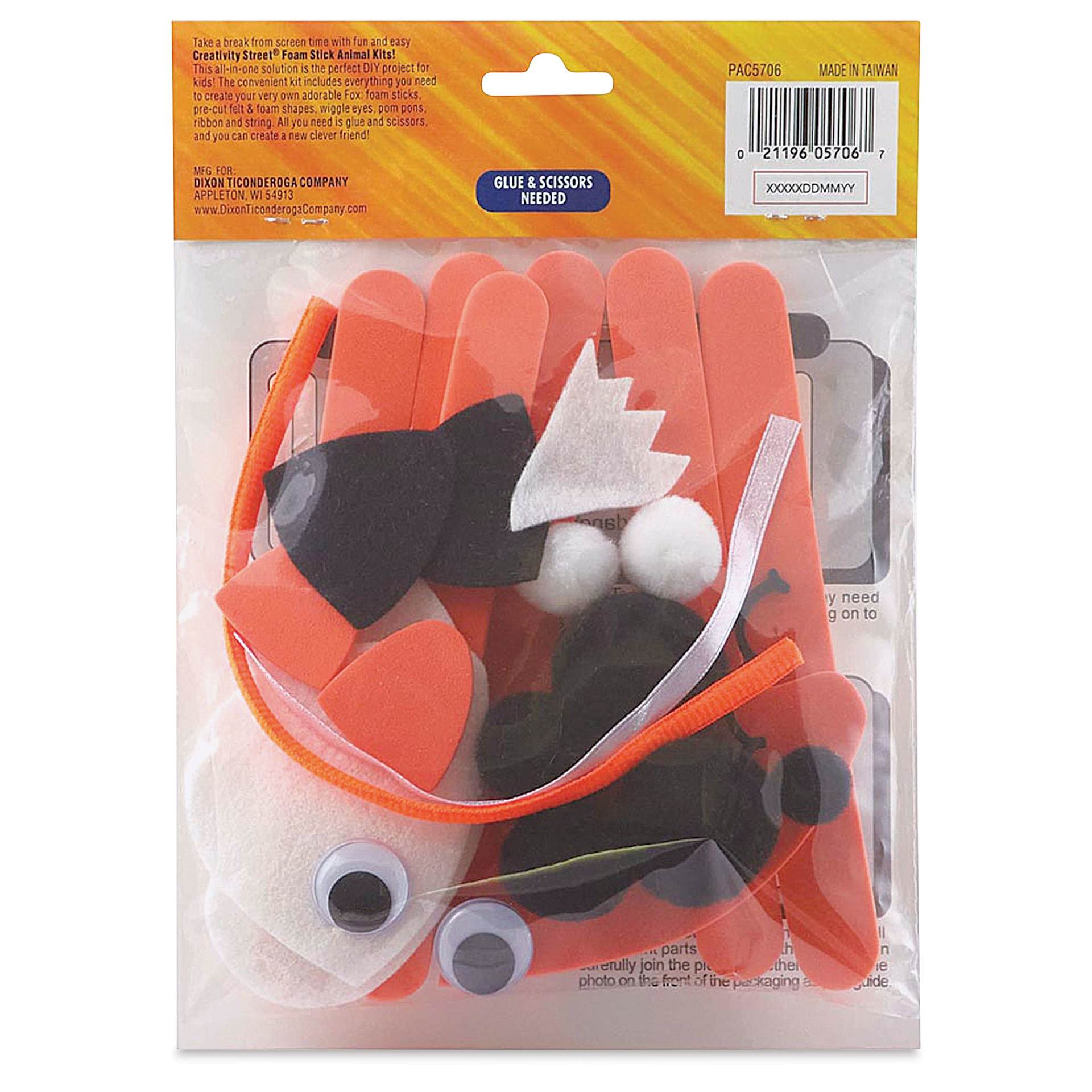 Creativity Street Foam Stick Animal Kit - Fox (back of packaging)