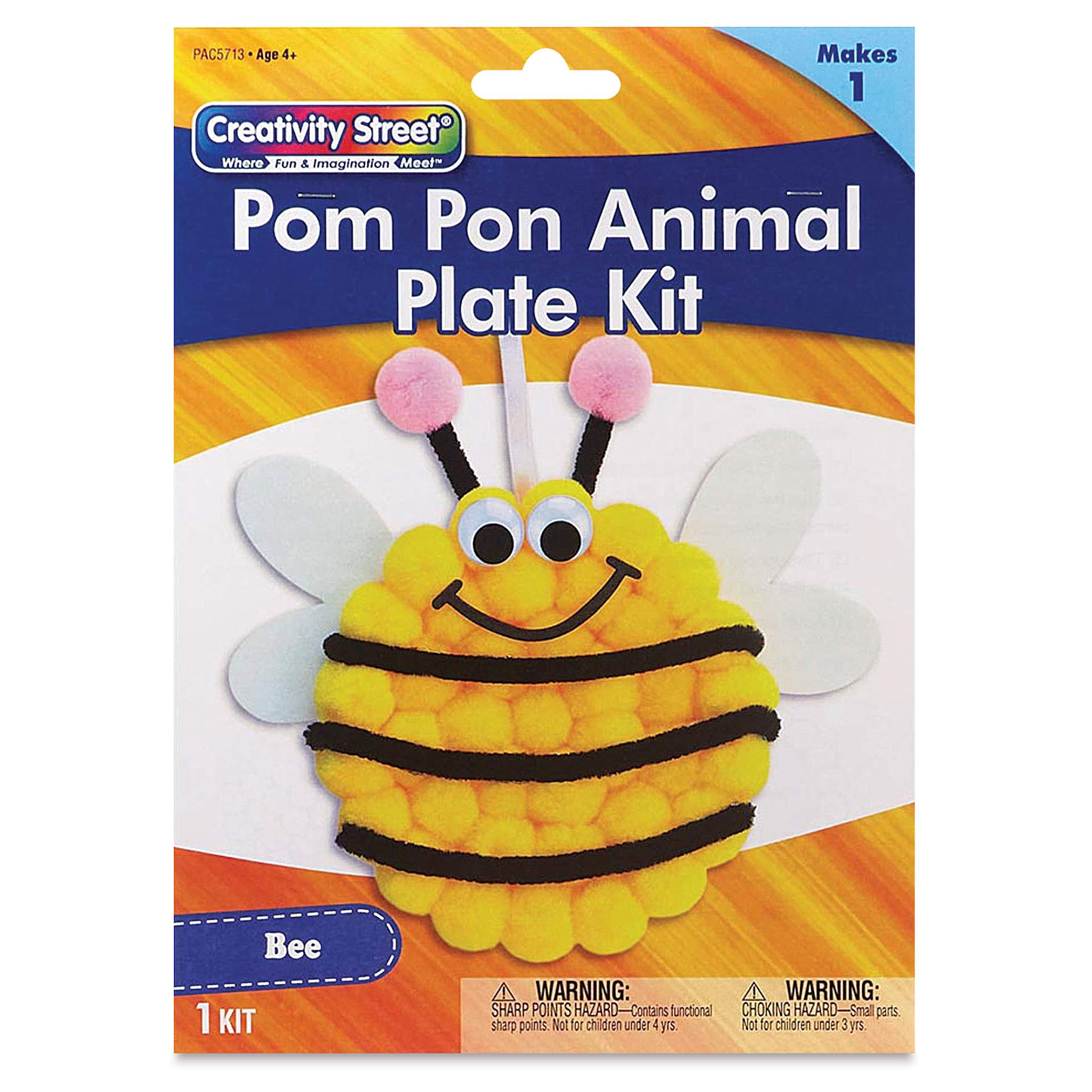 Creativity Street Pom Pon Animal Plate Kit - Bee (front of packaging)