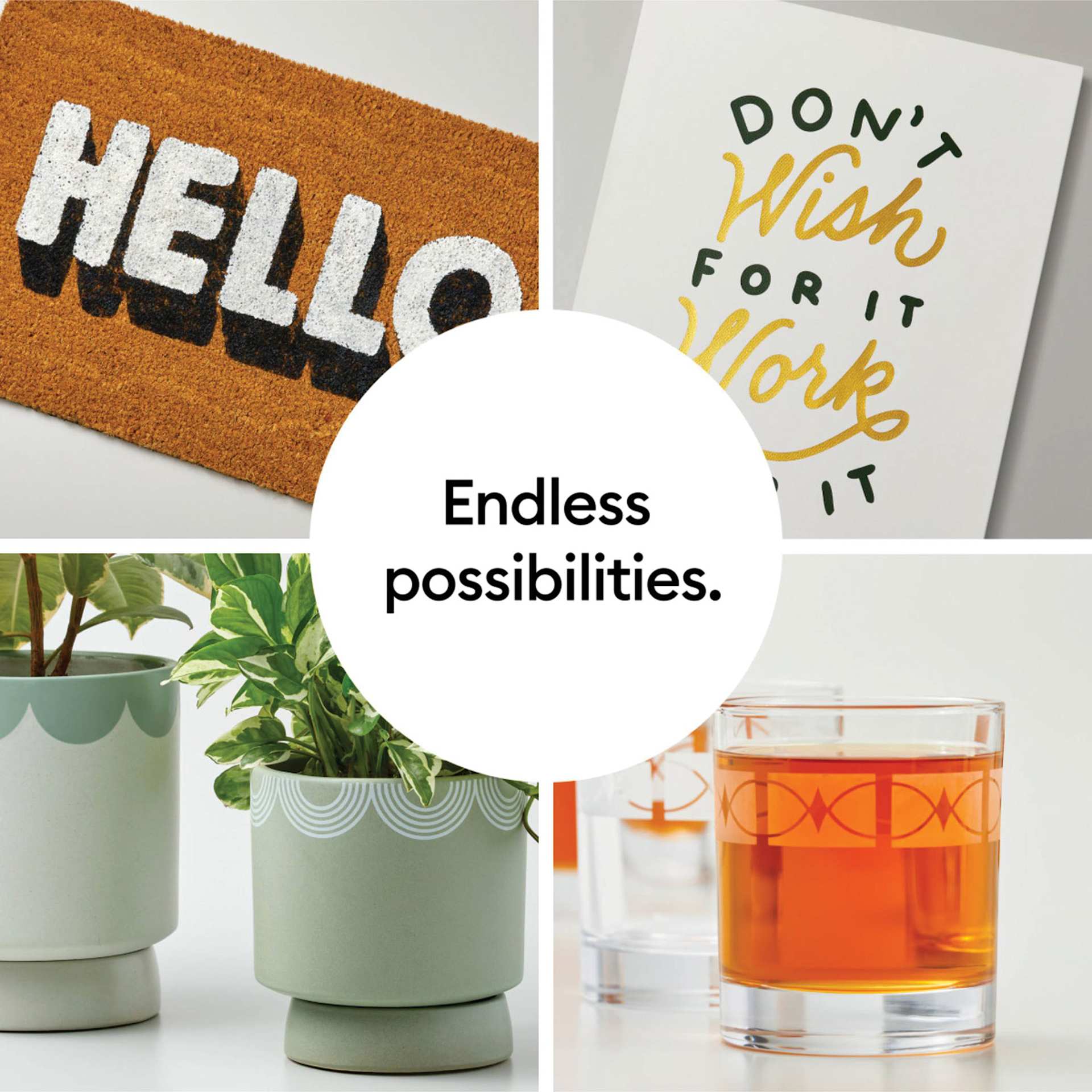 Cricut Flexible Stencil Film - a variety of flat and curved surfaces that have used the flexible stencil for their decoration.