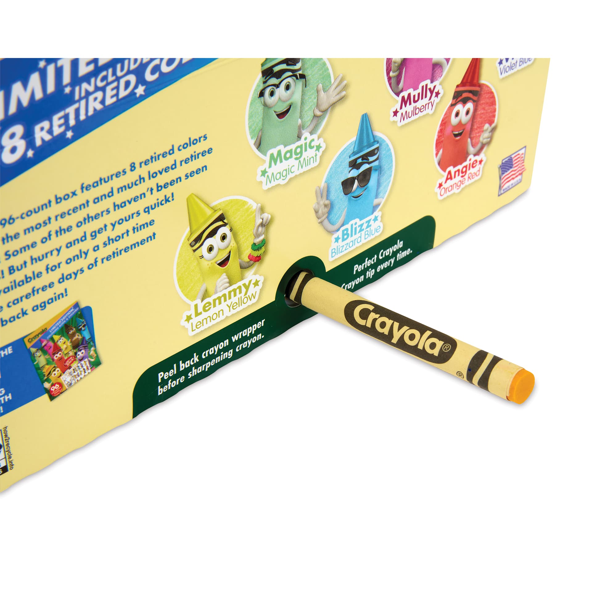 Crayola Limited Edition Crayons - Set of 96 with 8 Retired Colors, included sharpener