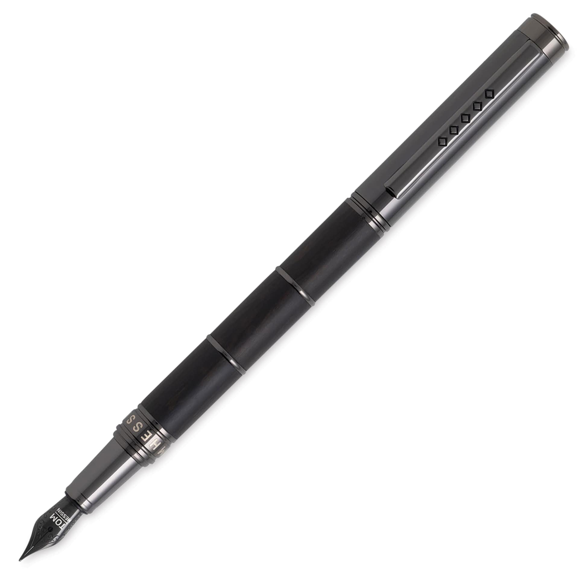 Tom Hessin Revolution Collection Fountain Pen - Charcoal Ebony, Fine Nib, posted (image may show a different size nib)